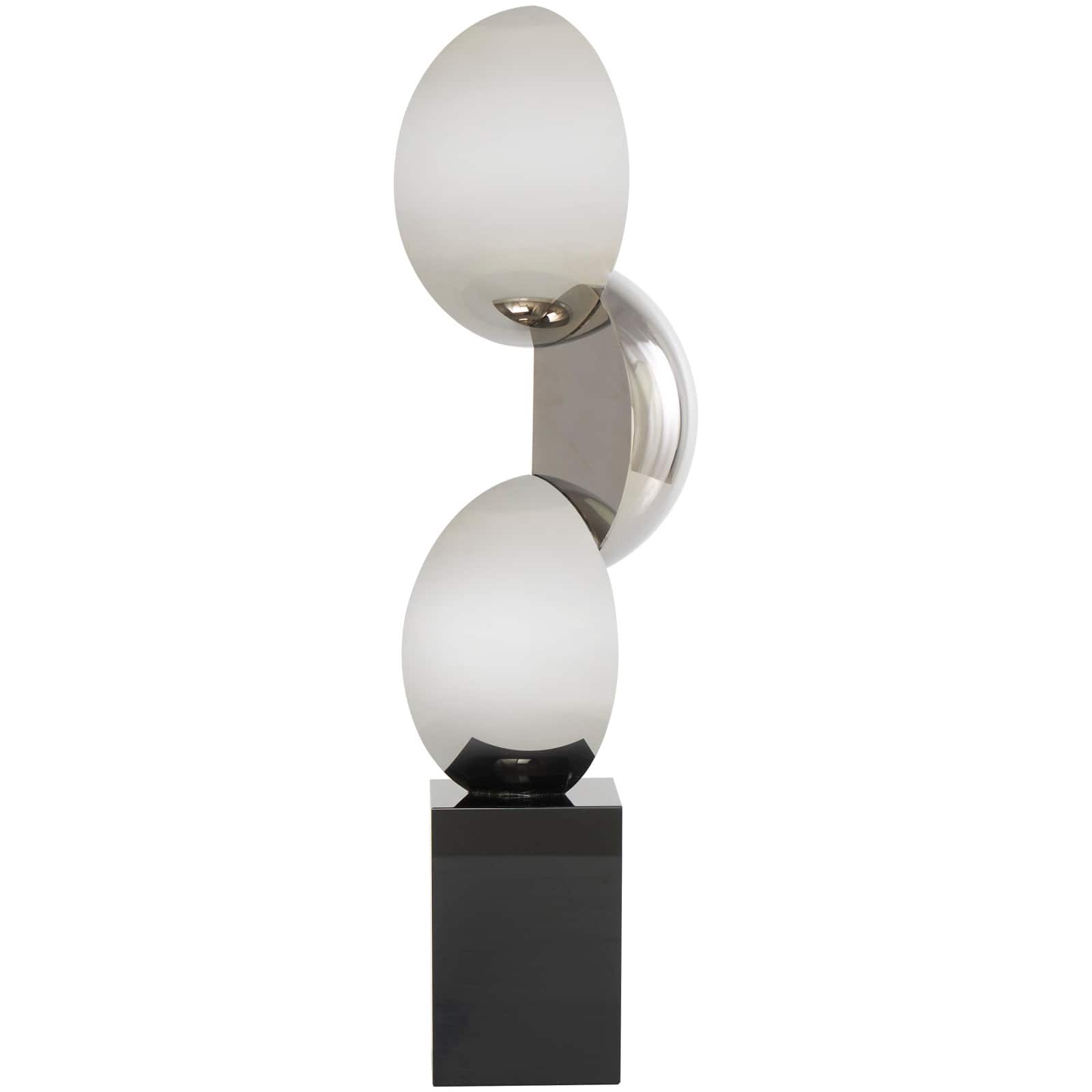 18" Black Crystal Abstract Sculpture with Stacked Semi Circles