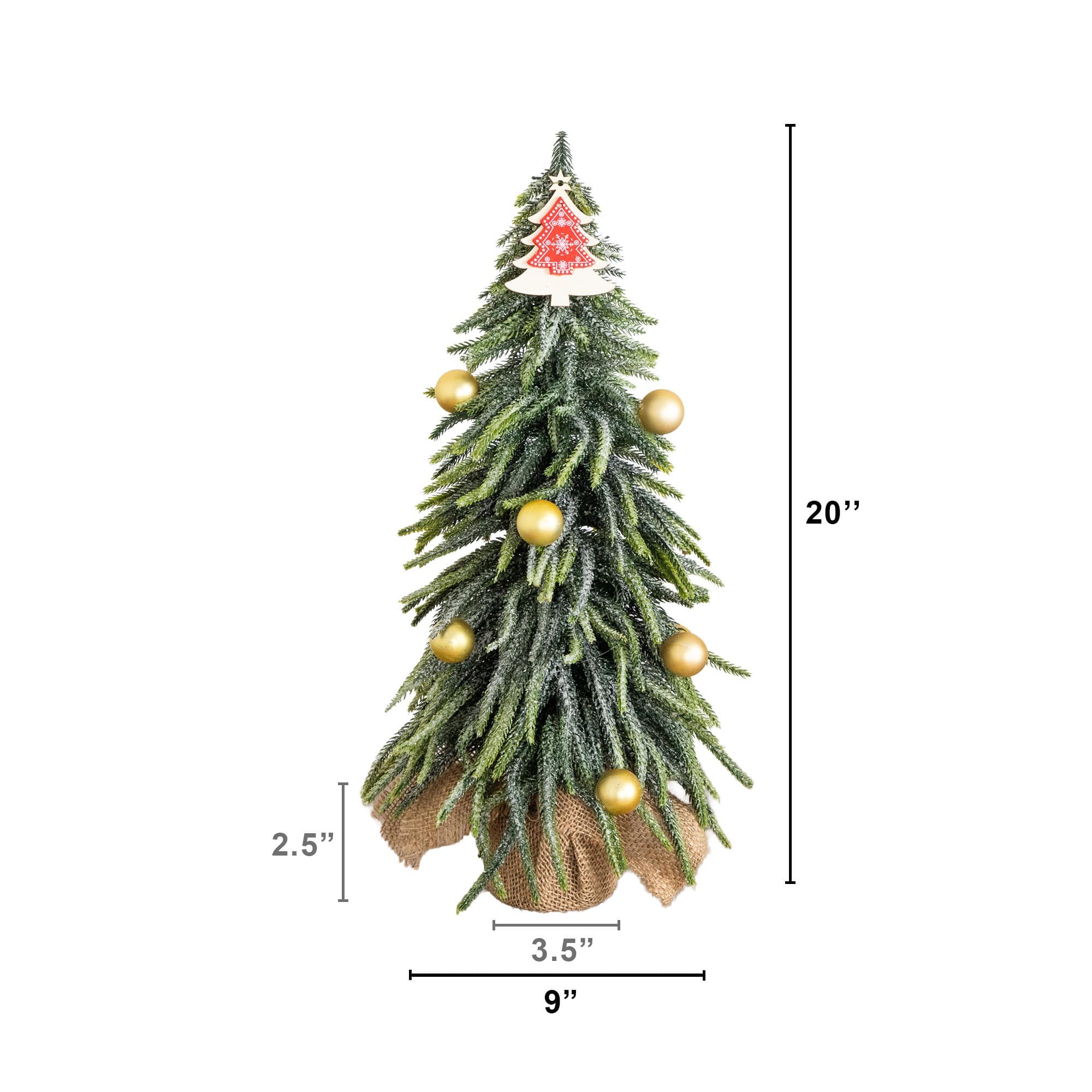 Nearly Natural 20" Unlit Artificial Snowed Down Swept Christmas Tree with Ornaments in Burlap Wrapped Base
