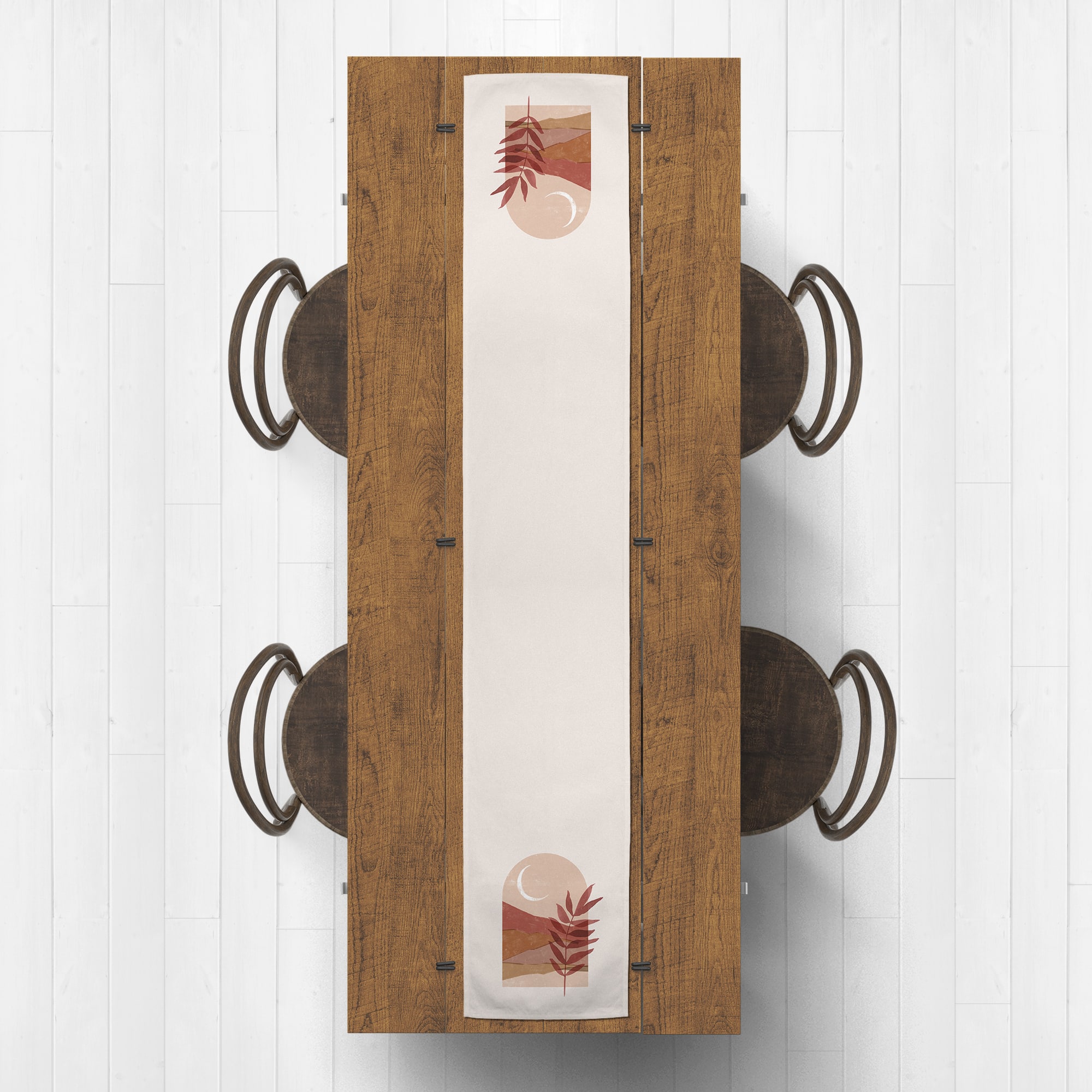 Warm Crescent Moon in Window View Cotton Twill Table Runner