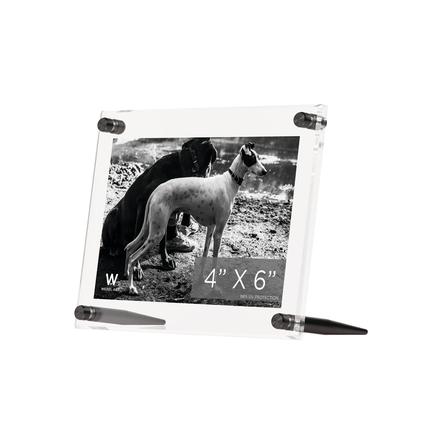 Wexel Art Clear Acrylic Tabletop Floating Picture Frame with Graphite Hardware