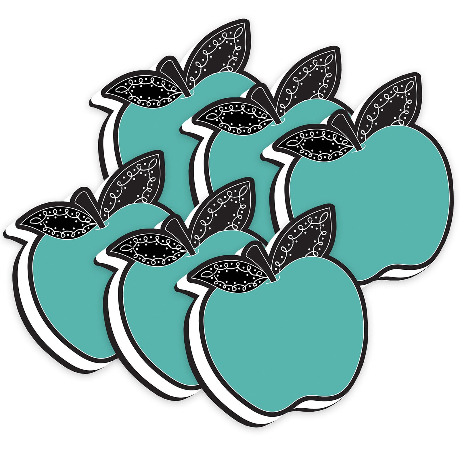 Ashley Productions Teal Apple with Chalk Loop Leaves Magnetic Whiteboard Erasers, 6ct.