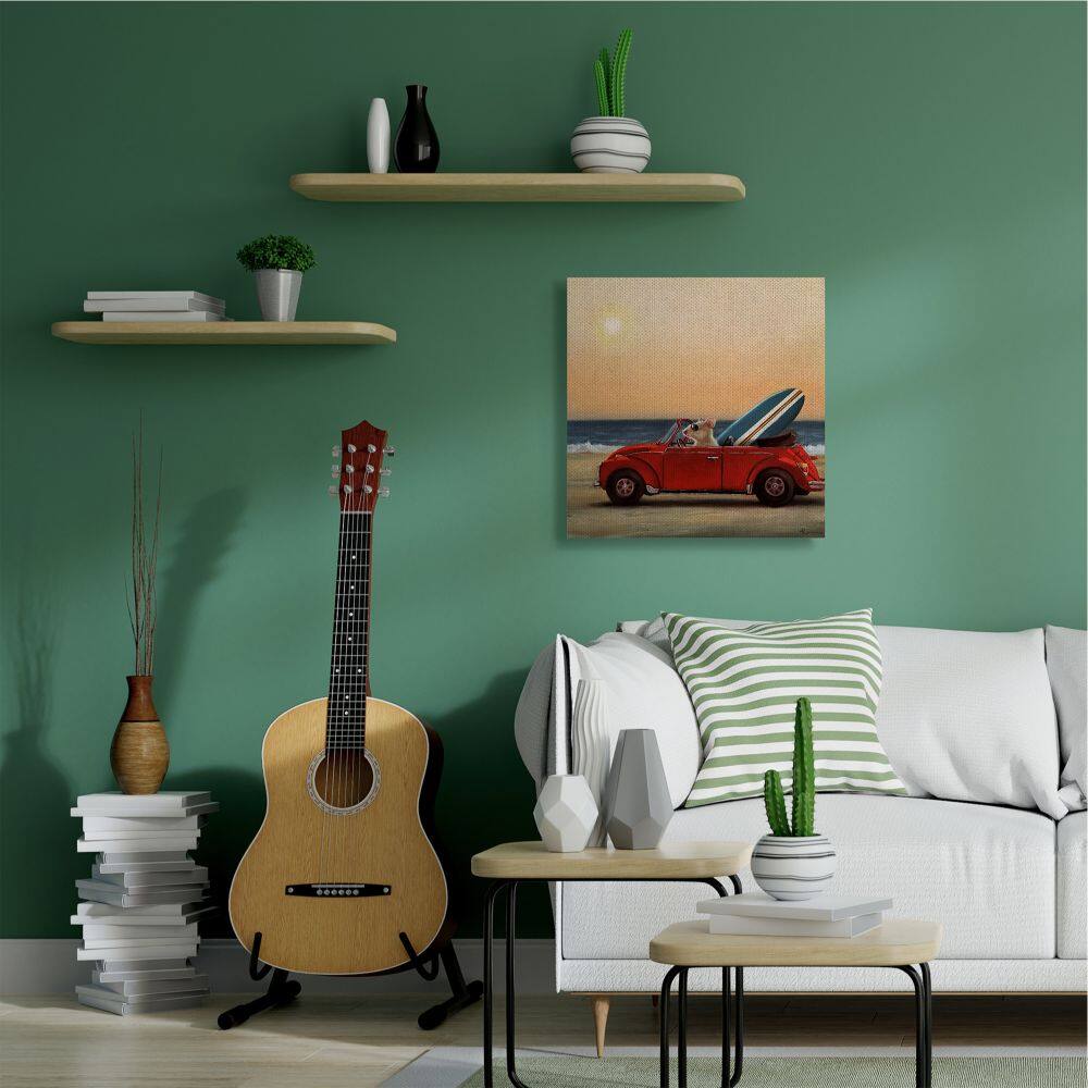 Stupell Industries Mouse Beach Cruise Surf and Sand Car Canvas Wall Art