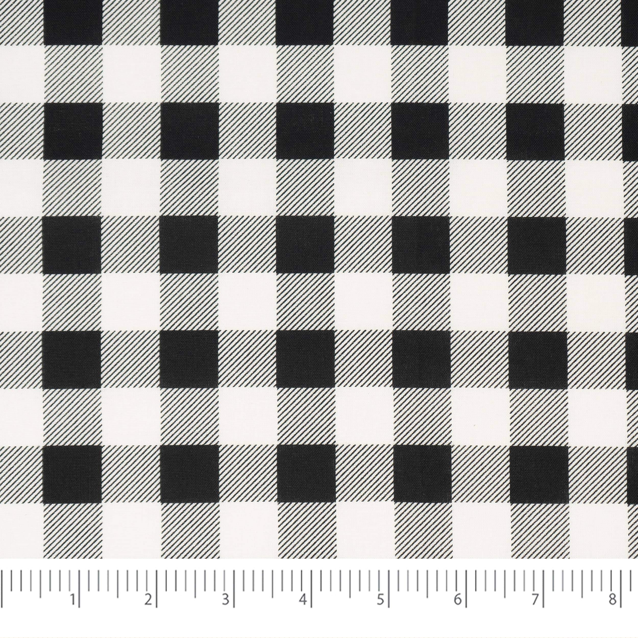 SINGER Christmas Black Buffalo Check Cotton Fabric