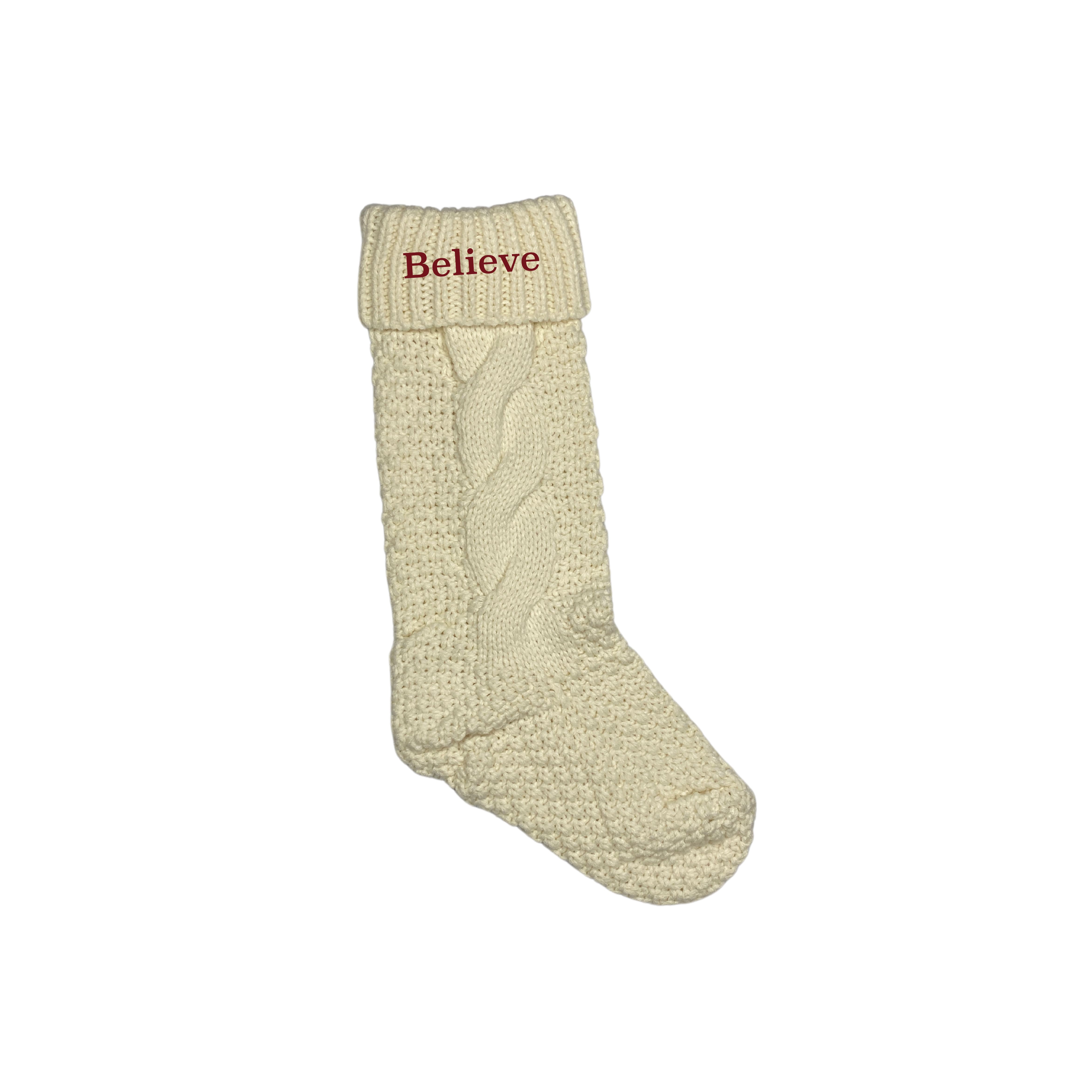 18" Believe Cable Knit Stocking