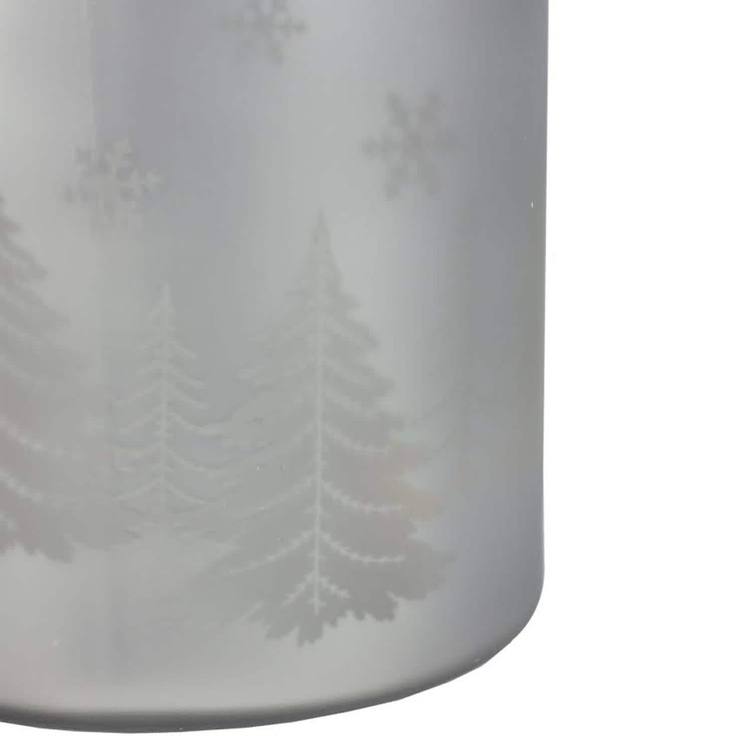 10" Christmas Trees and Snowflakes Pillar Candle Holder with Handle