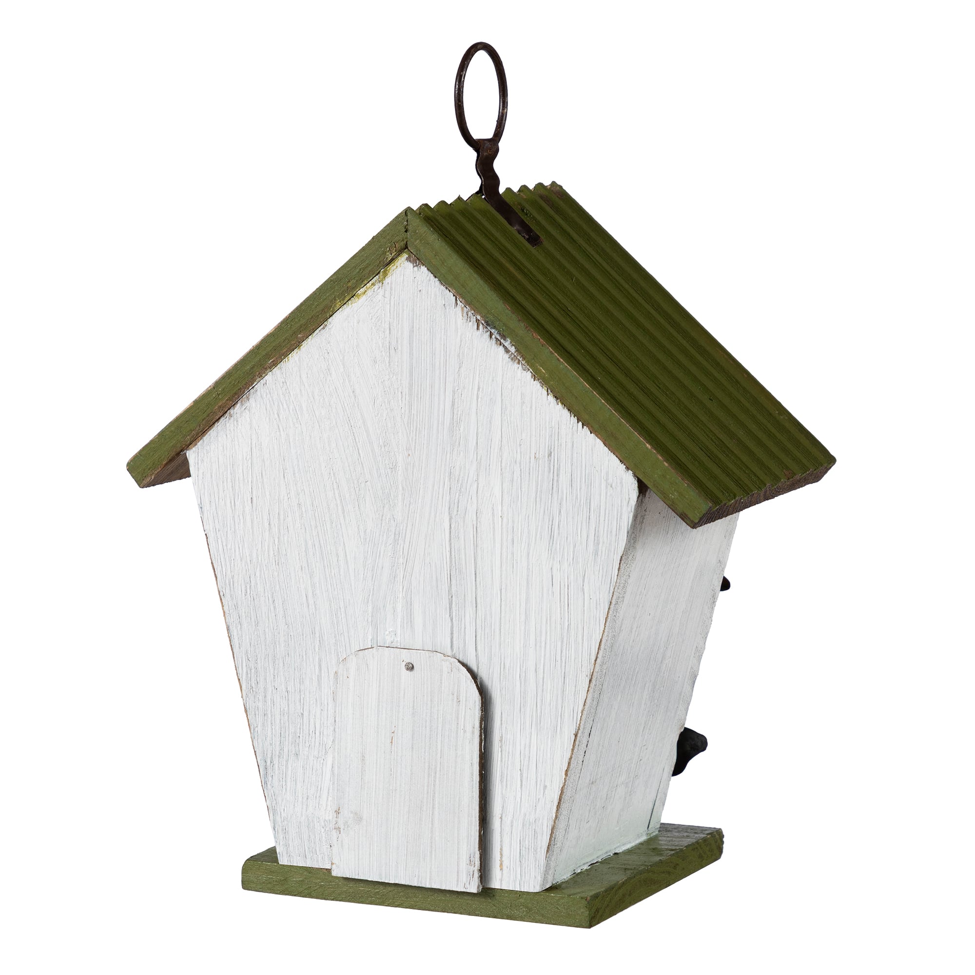 Glitzhome® 8.75" Distressed Solid Wood Decorative Outdoor Garden Birdhouse with 3D Flower