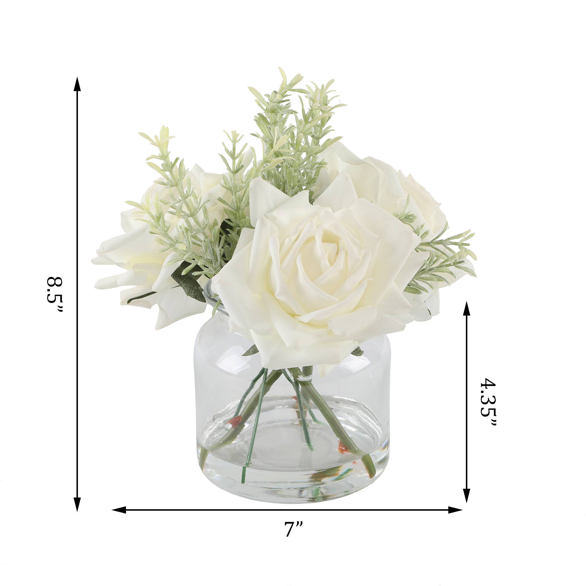 Flora Bunda® 8.5" Real-Touch Rose Arrangement in Glass Vase