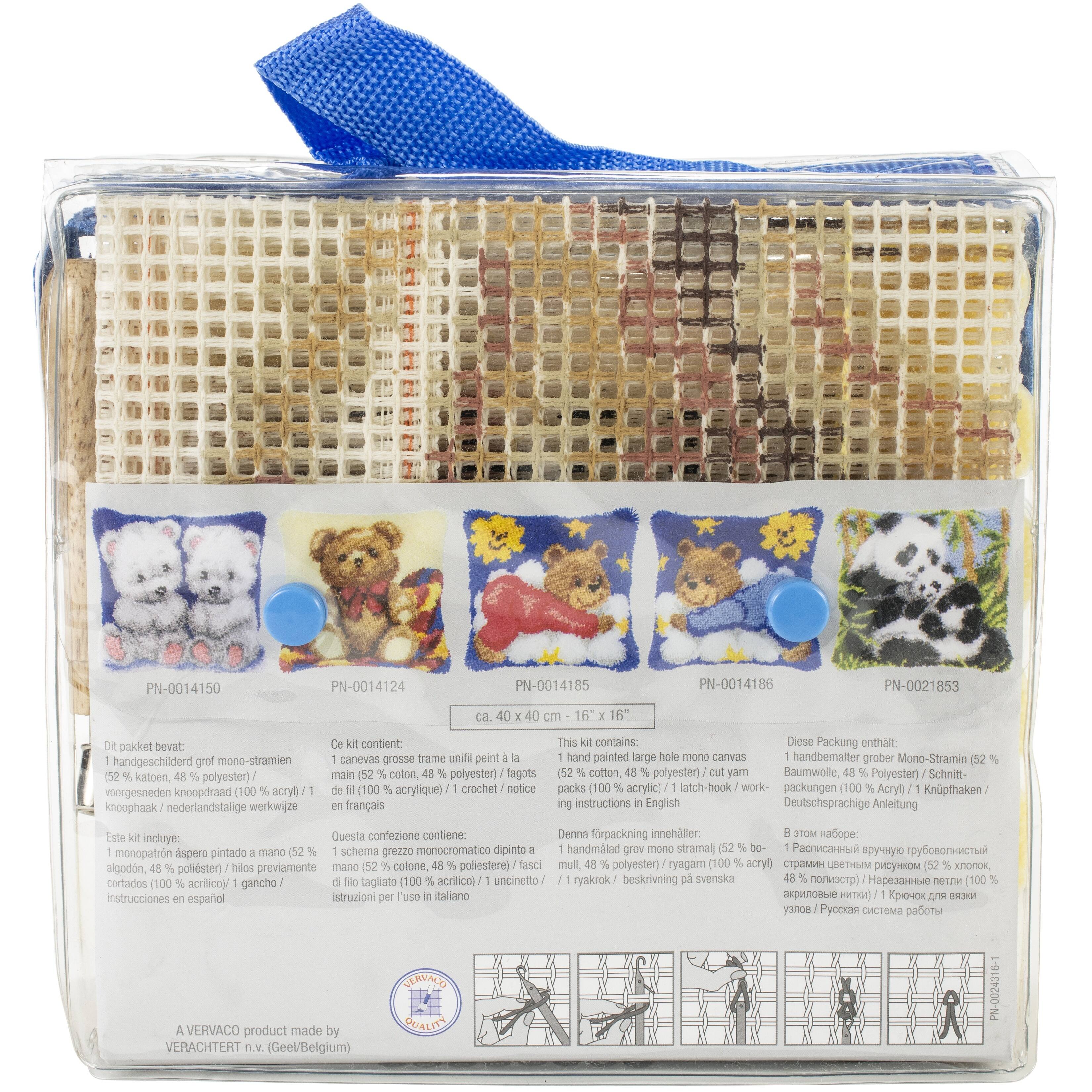 Vervaco Bear Cub with Heart Cushion Latch Hook Kit