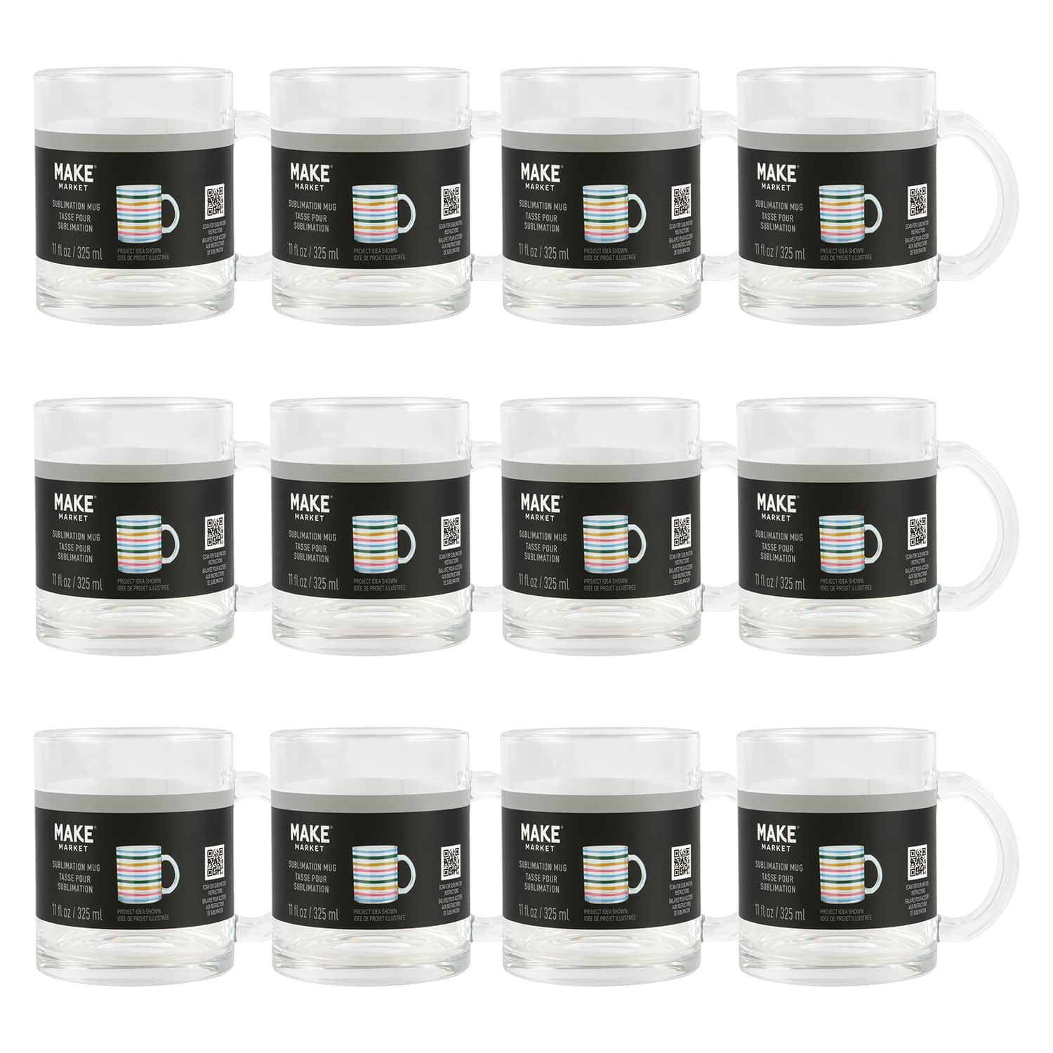 12 Pack: 11oz. Clear Glass Sublimation Mug by Make Market®