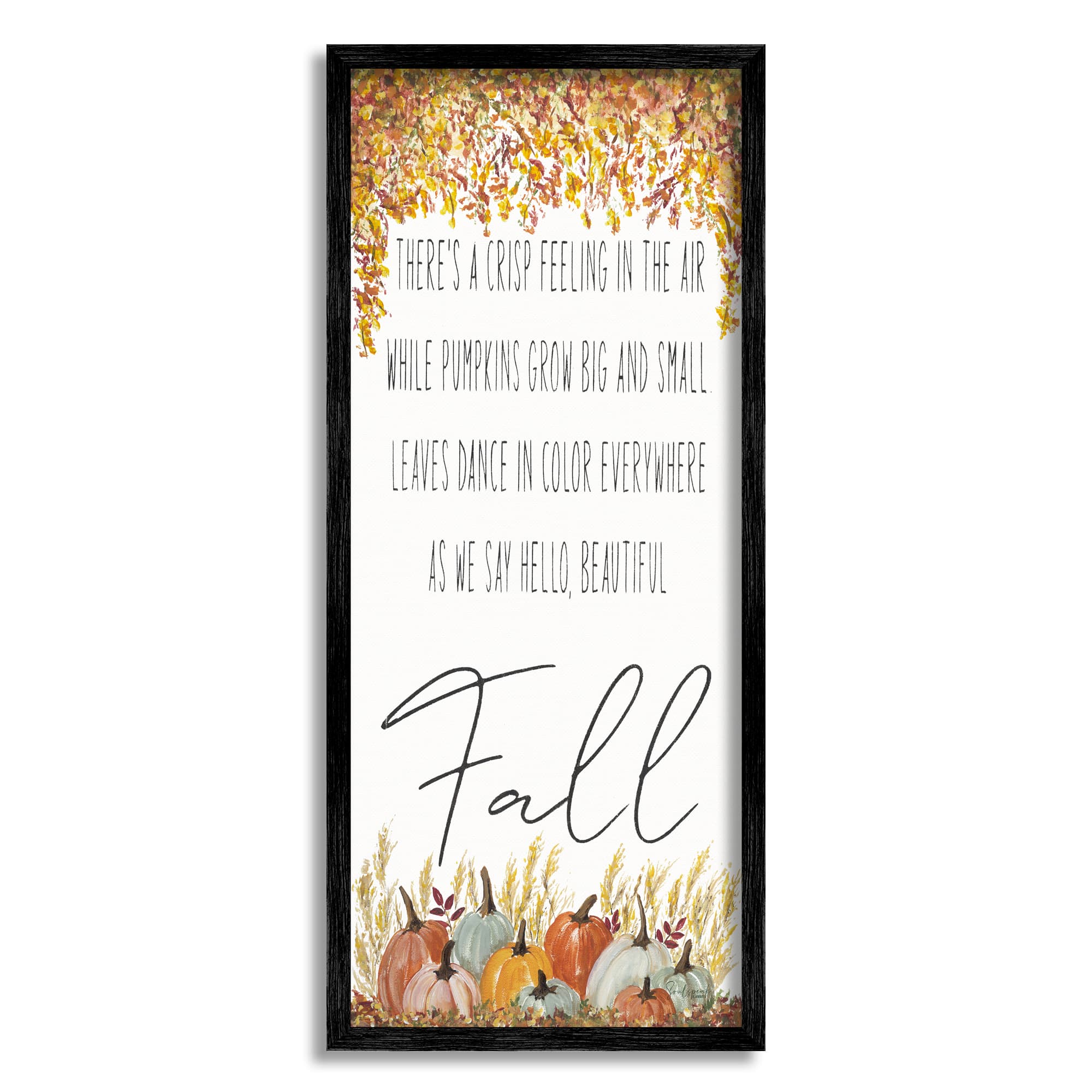 Stupell Industries Autumnal Hello Beautiful Fall Phrase Framed Giclee Art