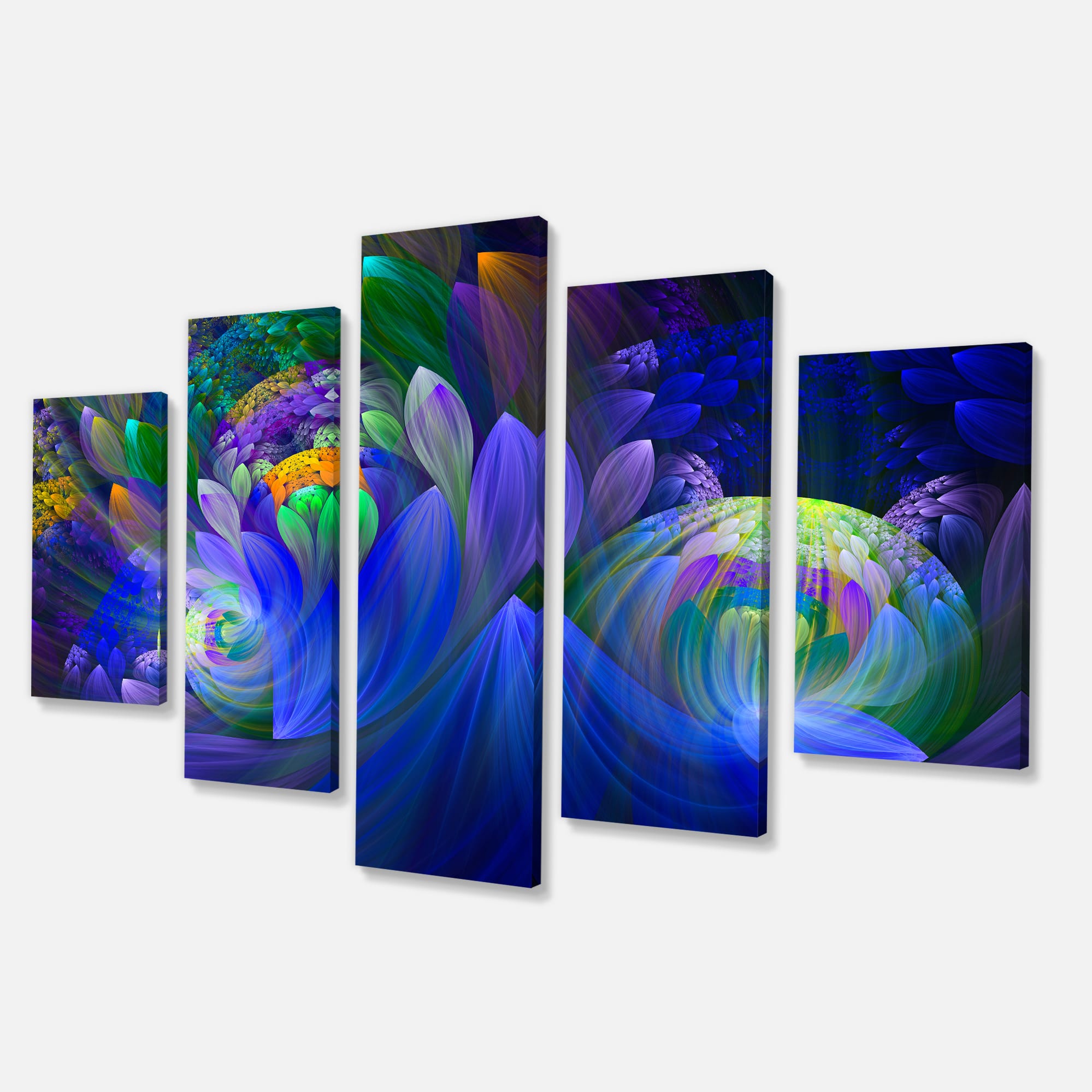 Designart - Blue Fractal Flower Bouquet