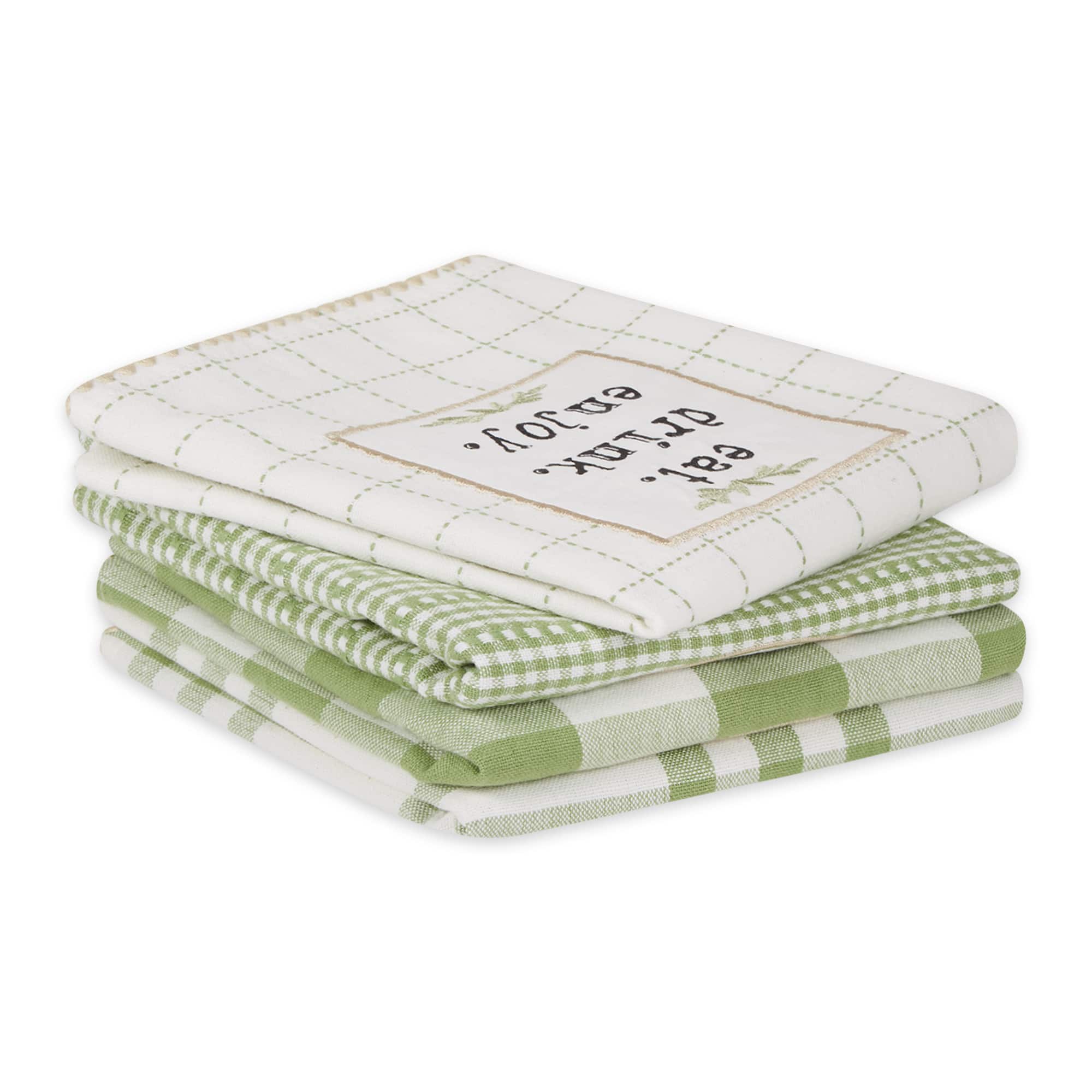 Antique Green  Farm To Table Embellished Dishtowel (Set of 4)