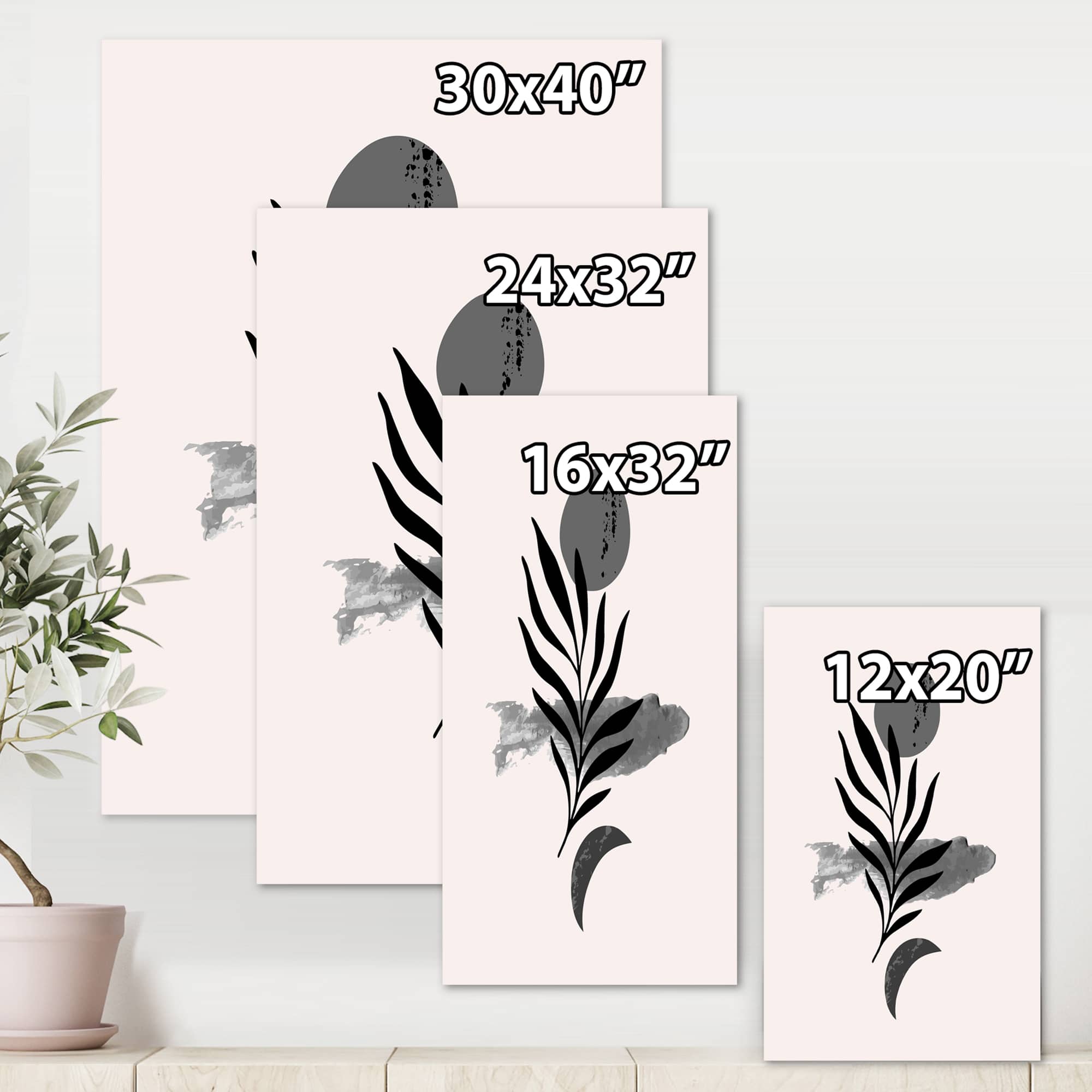 Designart - Abstract Tropical Leaf II - Modern Canvas Wall Art Print