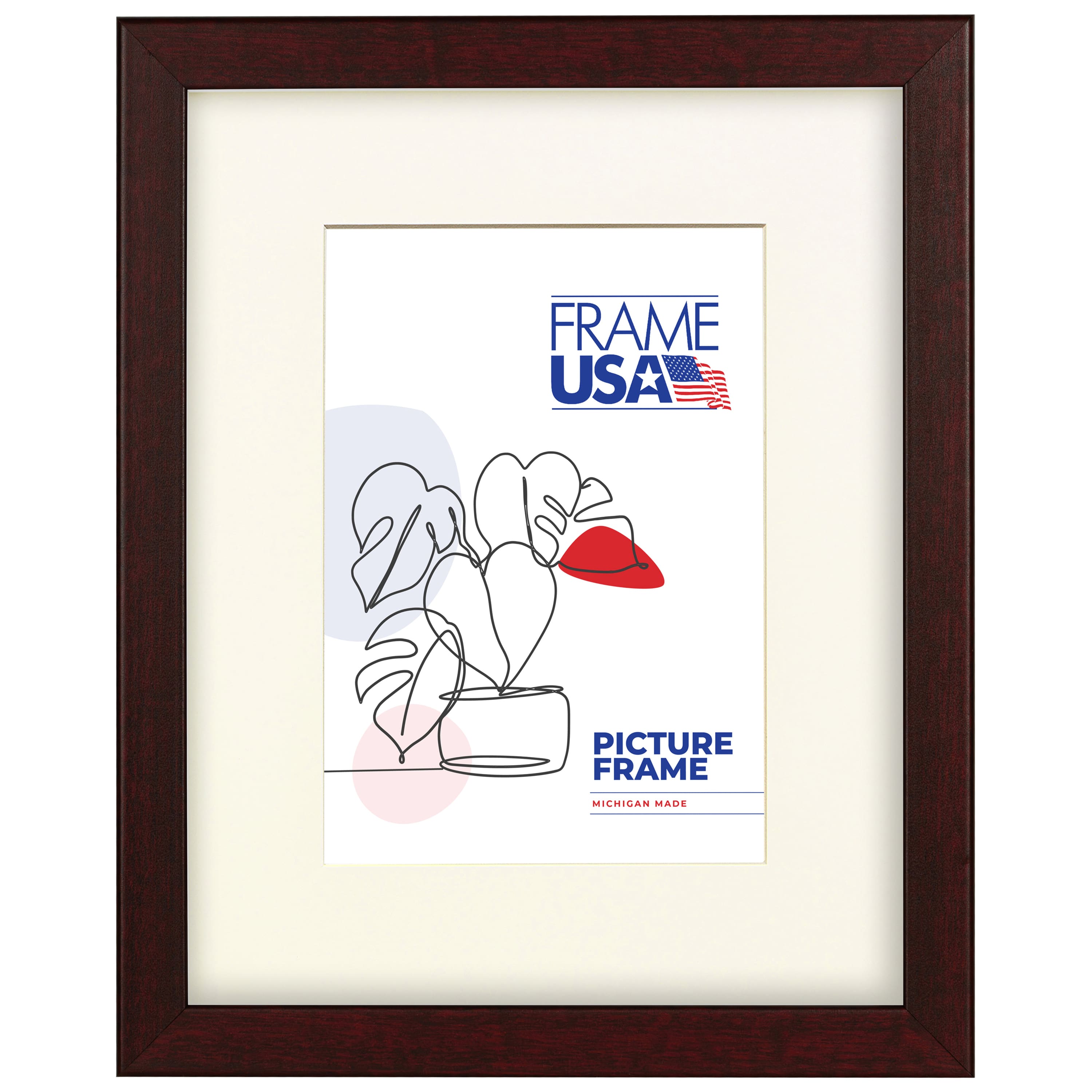 Frame USA Corporate Thin Red Mahogany Single Image Picture Frame with Mat
