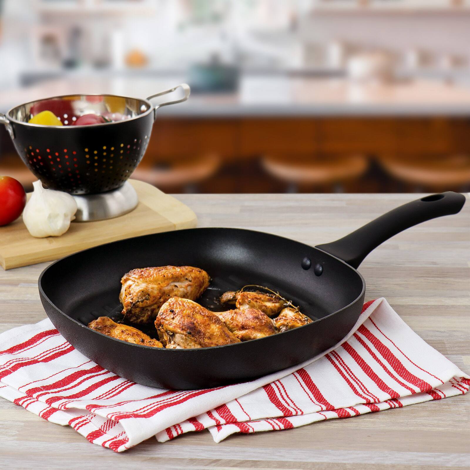 Oster Ashford Black Nonstick Aluminum 10" Grill Pan