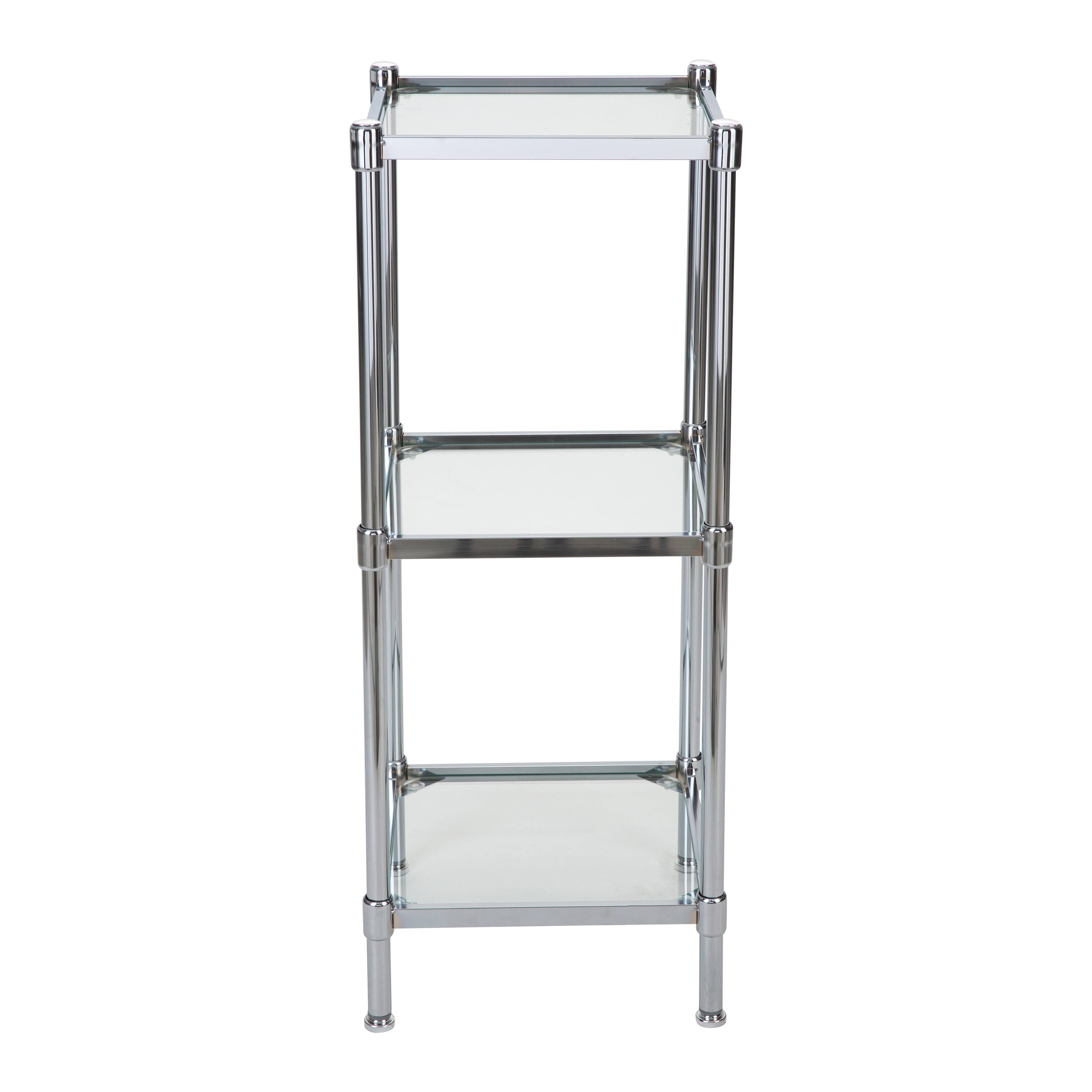 Organize It All Glacier 34" 3-Tier Freestanding Tempered Glass Shelving Tower