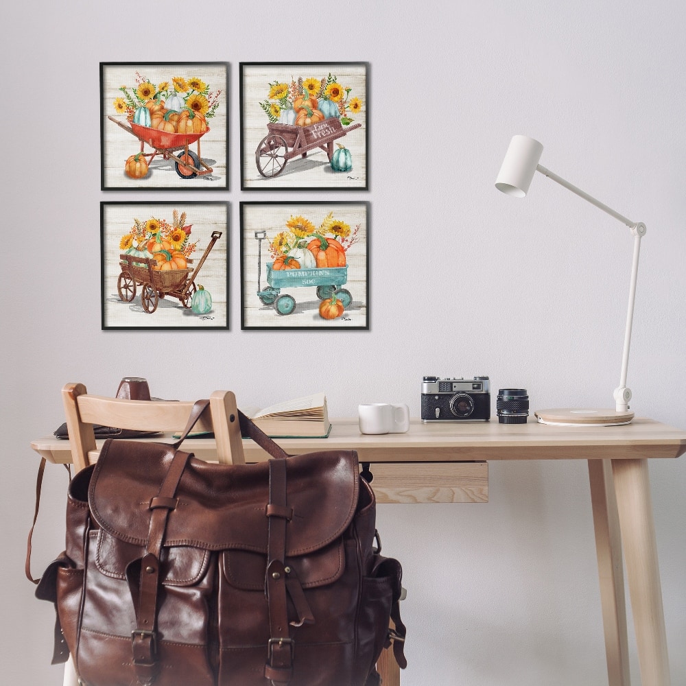 Stupell Industries Autumn Harvest Wagons Framed Giclee Art