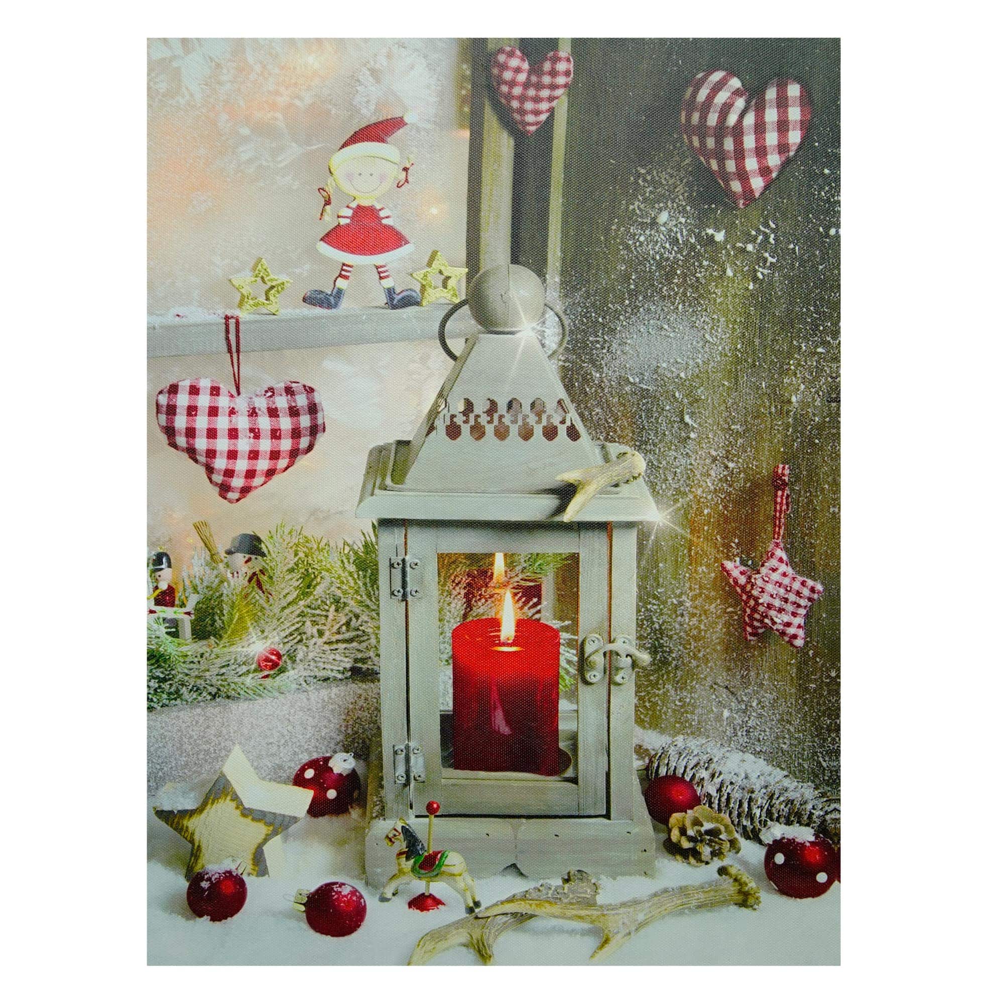LED Cozy Country Lantern Canvas Wall Art