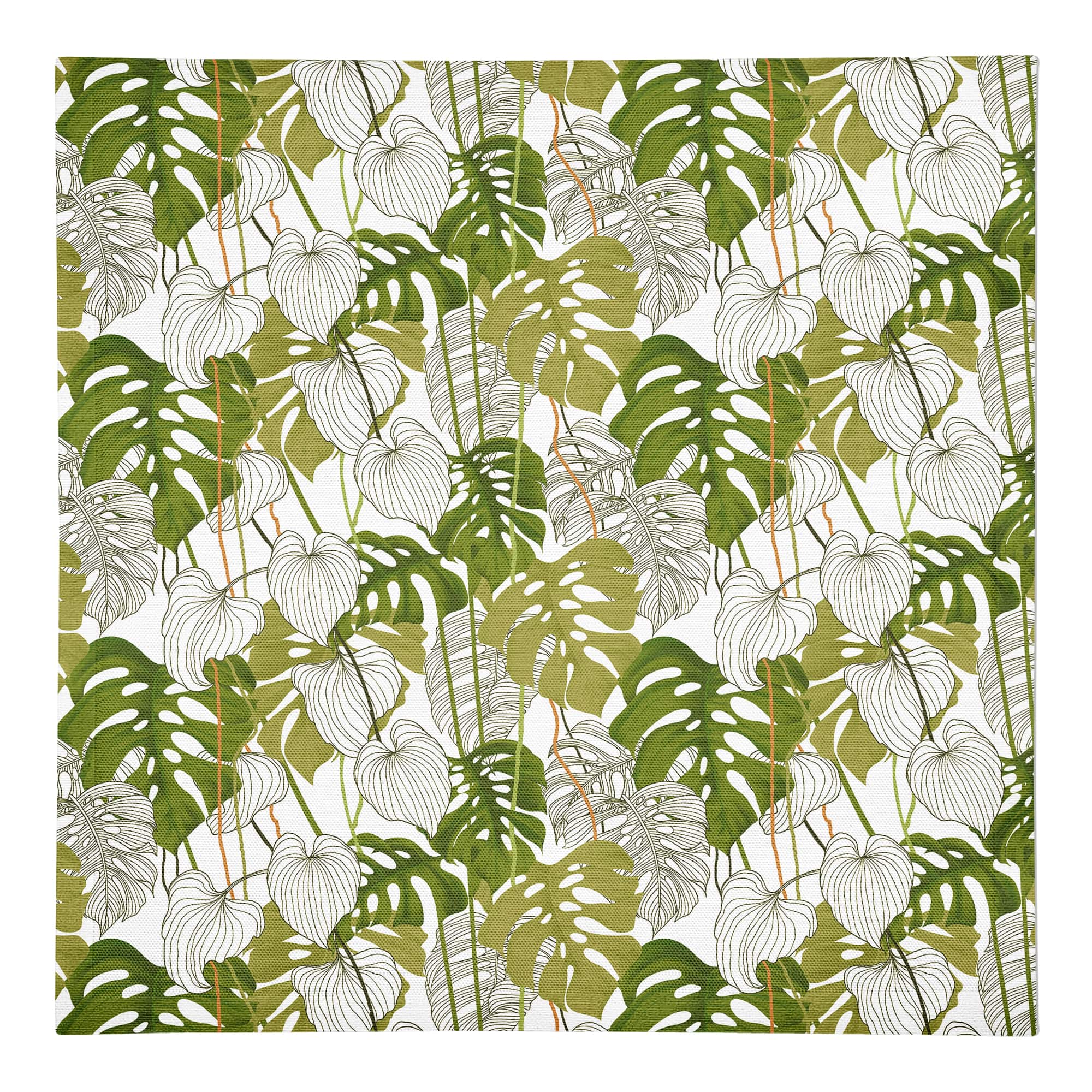 Yellow Green Monstera 10" x 10" Cotton Twill Napkin