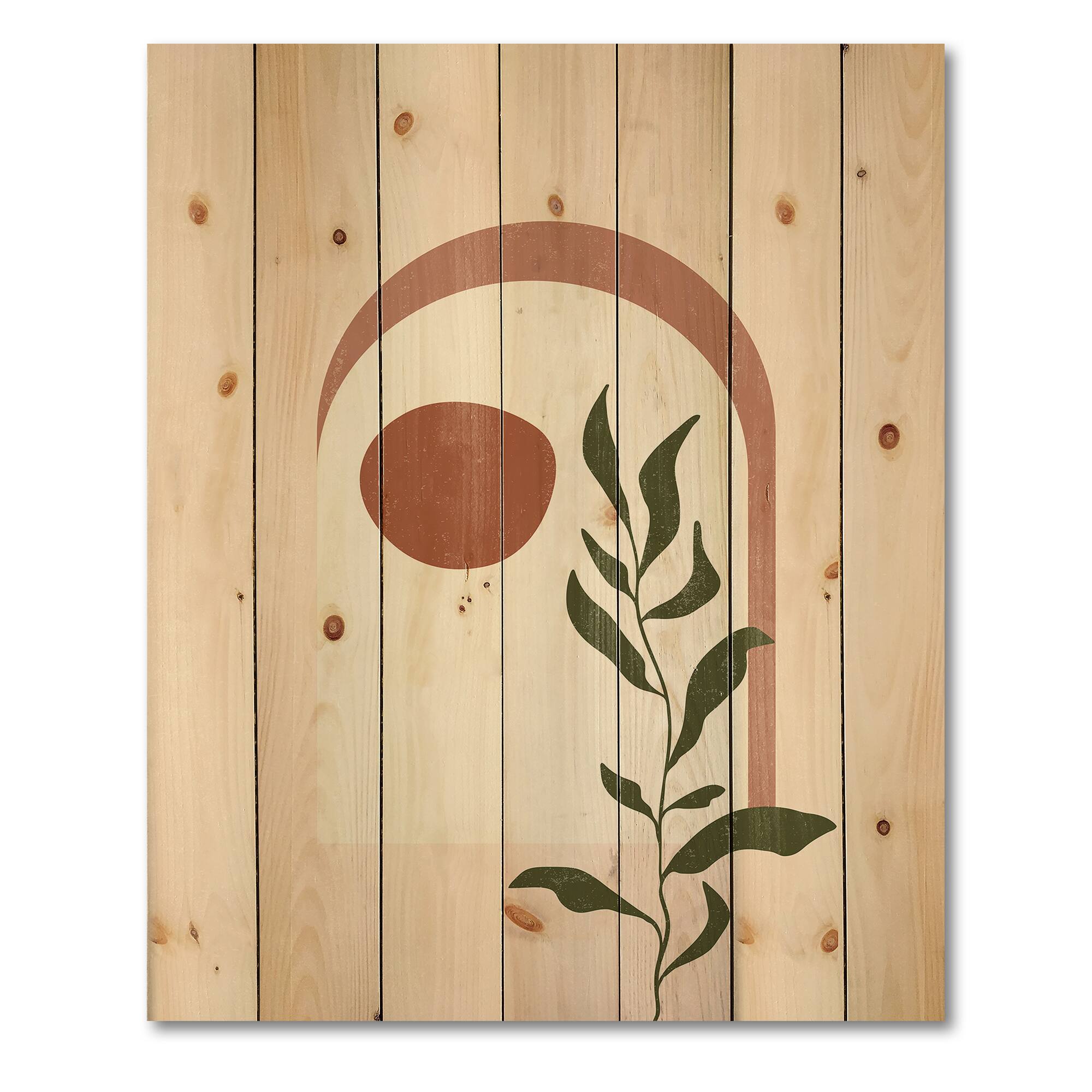 Designart - Abstract Geometrical Moon With Leaf III