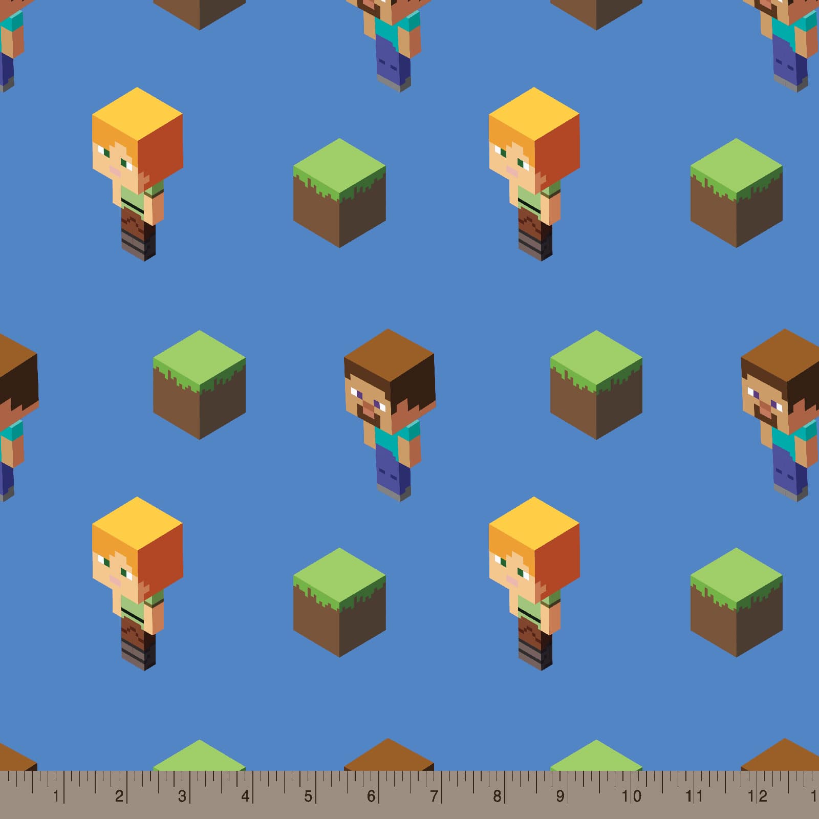 Mojang Minecraft Alex & Steve Cotton Fabric