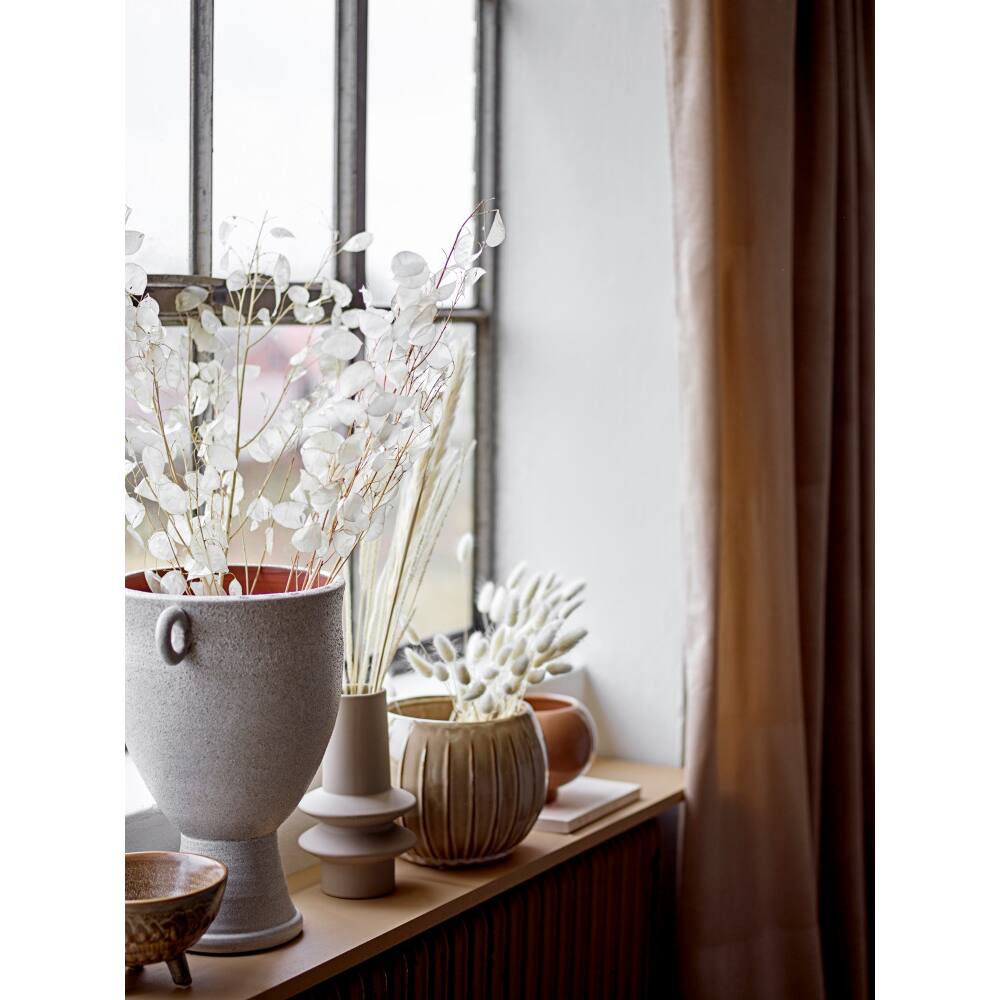 Hello Honey® 9" Taupe Modern Sculptural Stoneware Vase with Latex Glaze