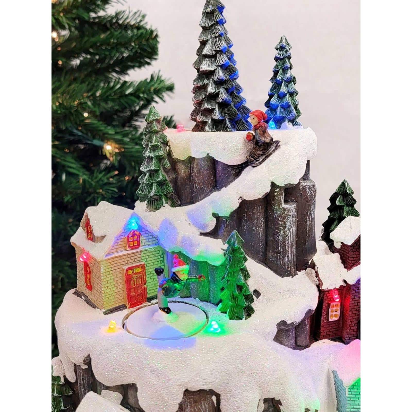20" Christmas Village with Snowy Mountain Decoration