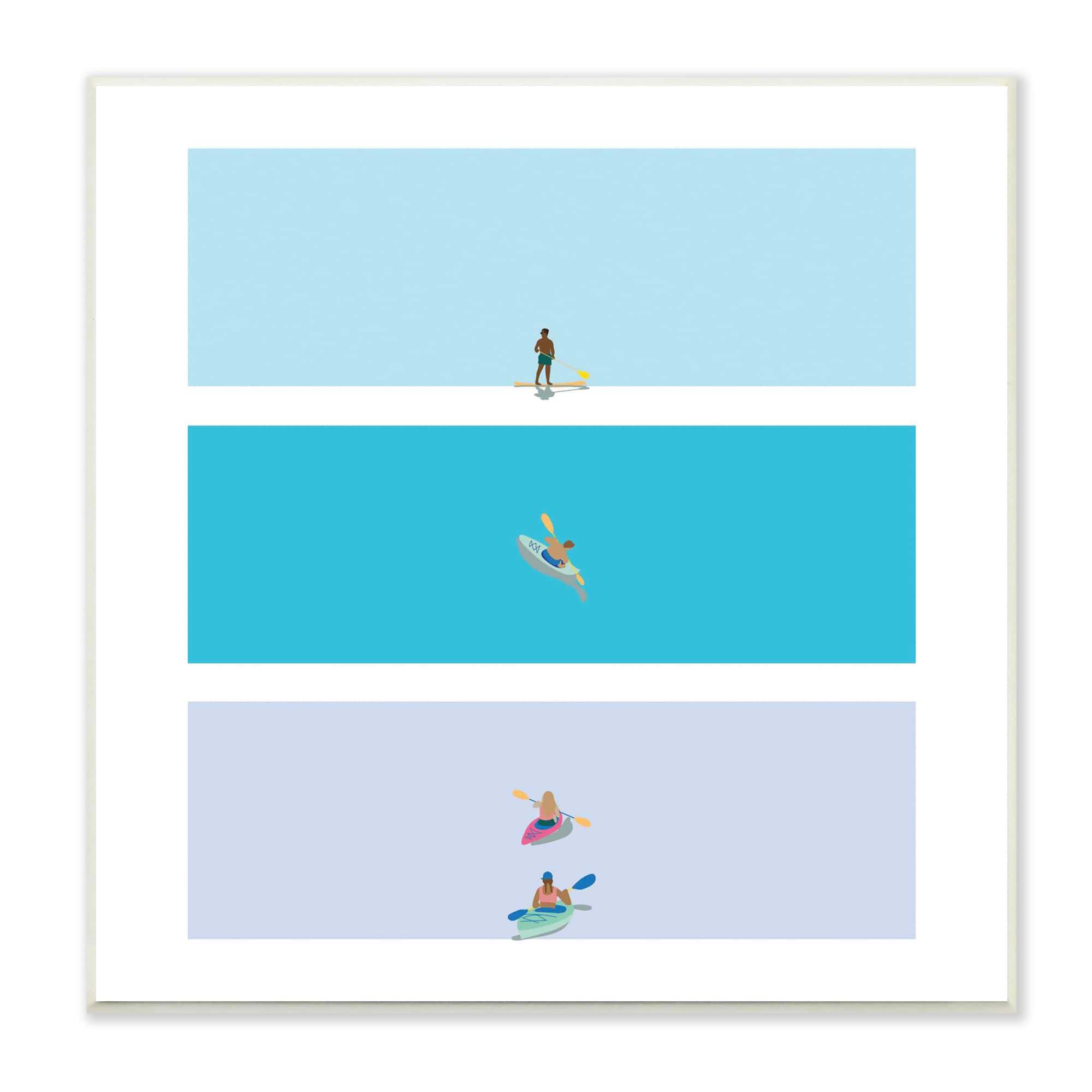 Stupell Industries Modern Paddle Boarding and Kayaks Athletes Summer Sports, 12" x 12"