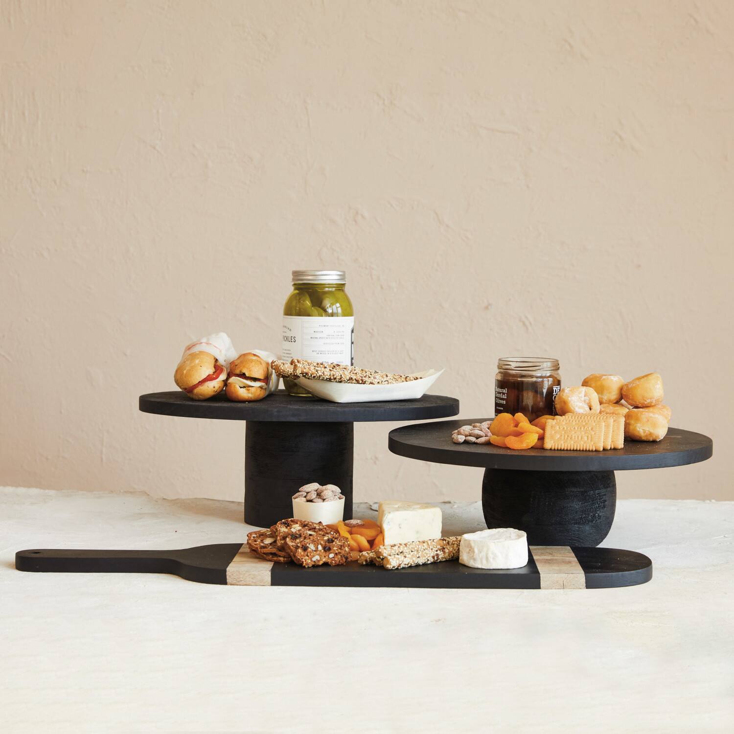 Hello Honey® 15" Black Round Mango Wood Pedestal