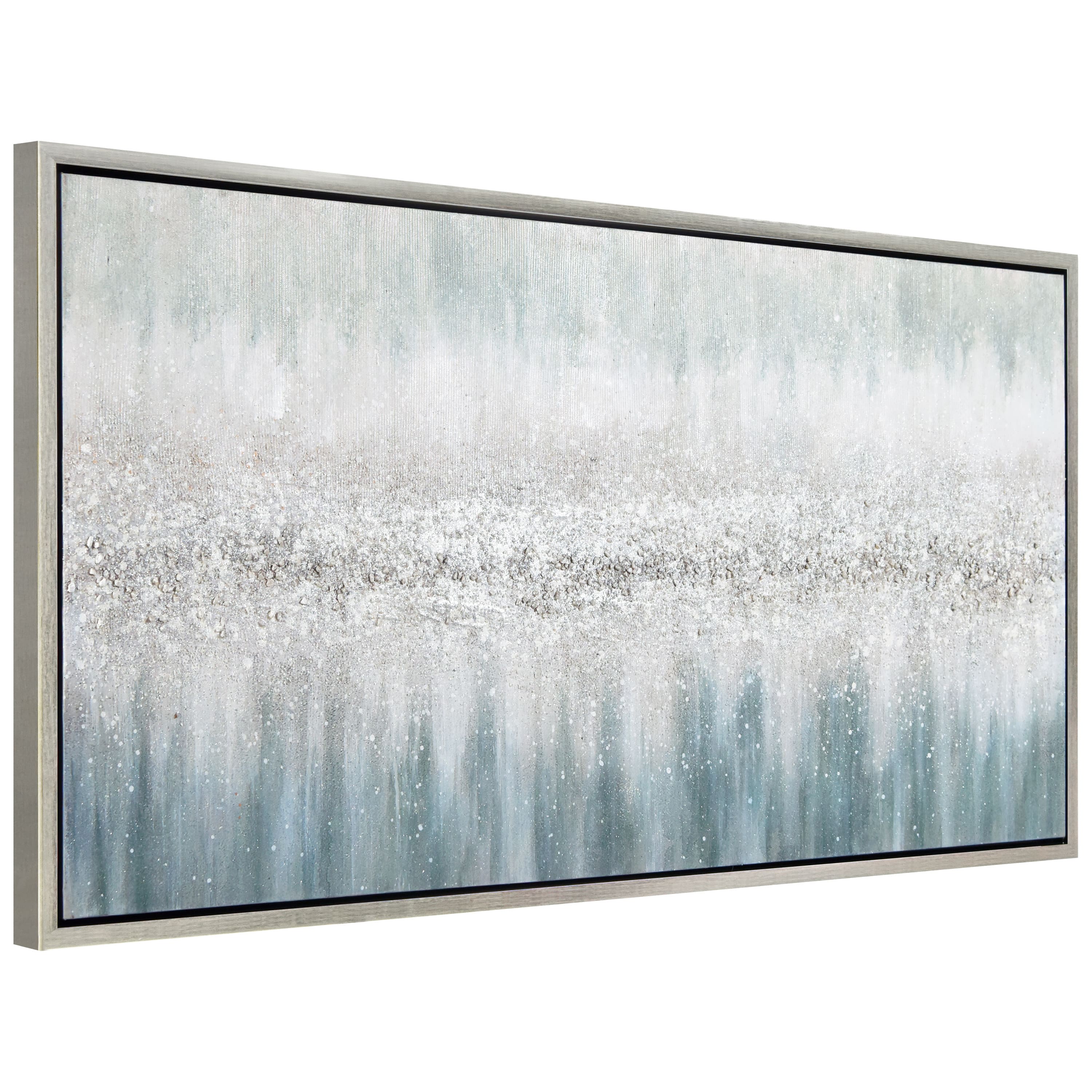 Empire Art Direct 48" x 24" Silver Mist Textured Glitter Hand Painted Framed Canvas Wall Art