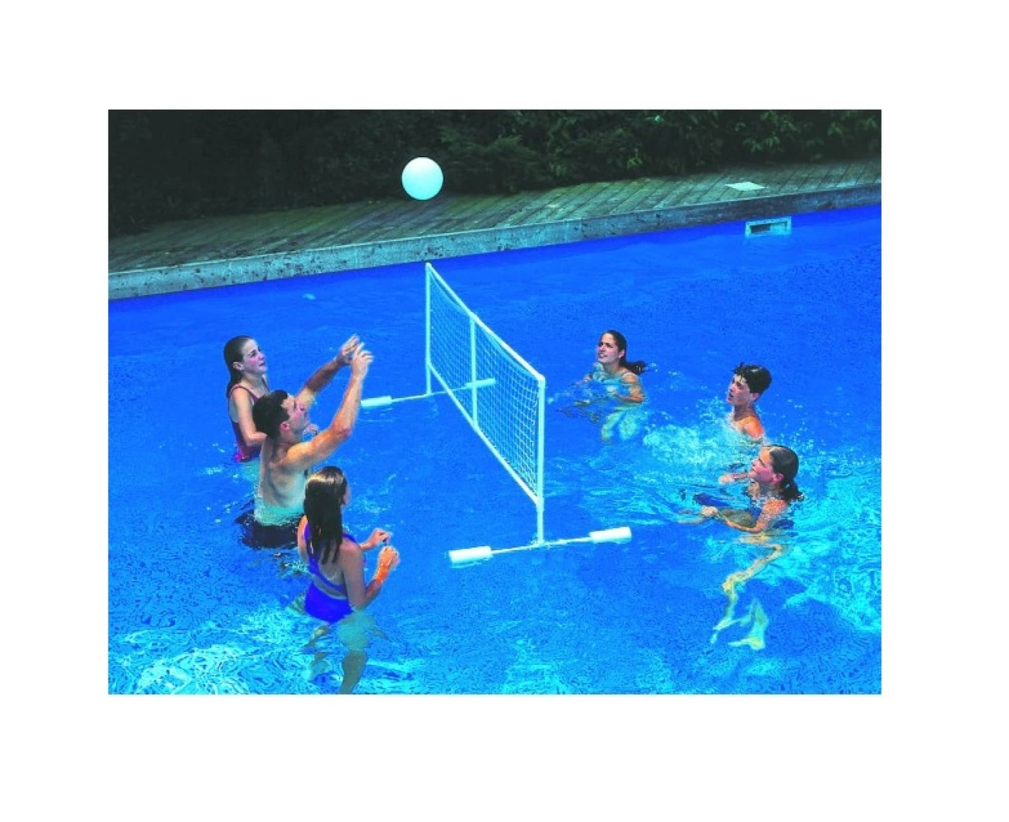 Swim Central 86" White Water Sports Swimming Pool Floating Volleyball Game Set