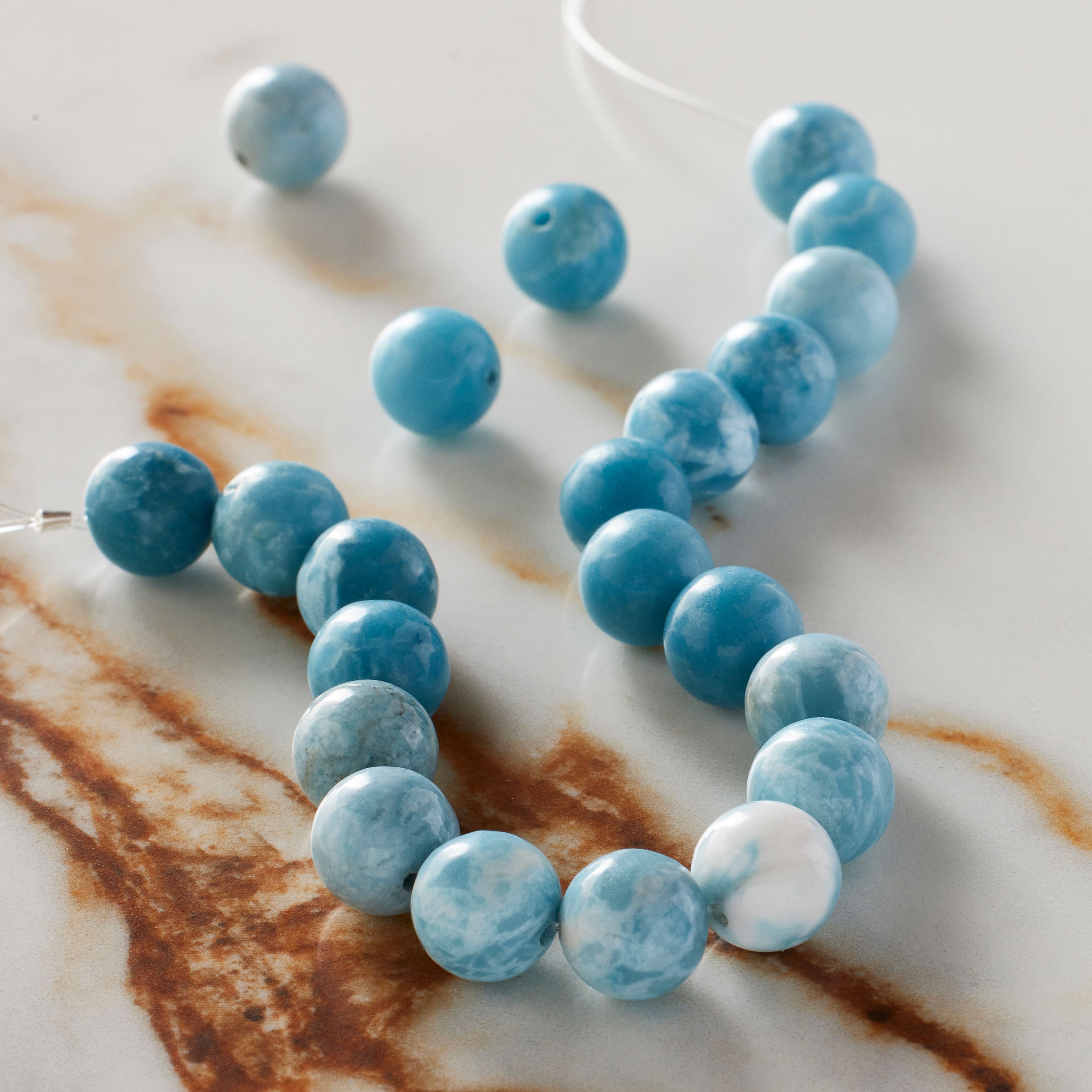 Reconstituted Larimar Round Beads, 7.5mm by Bead Landing™