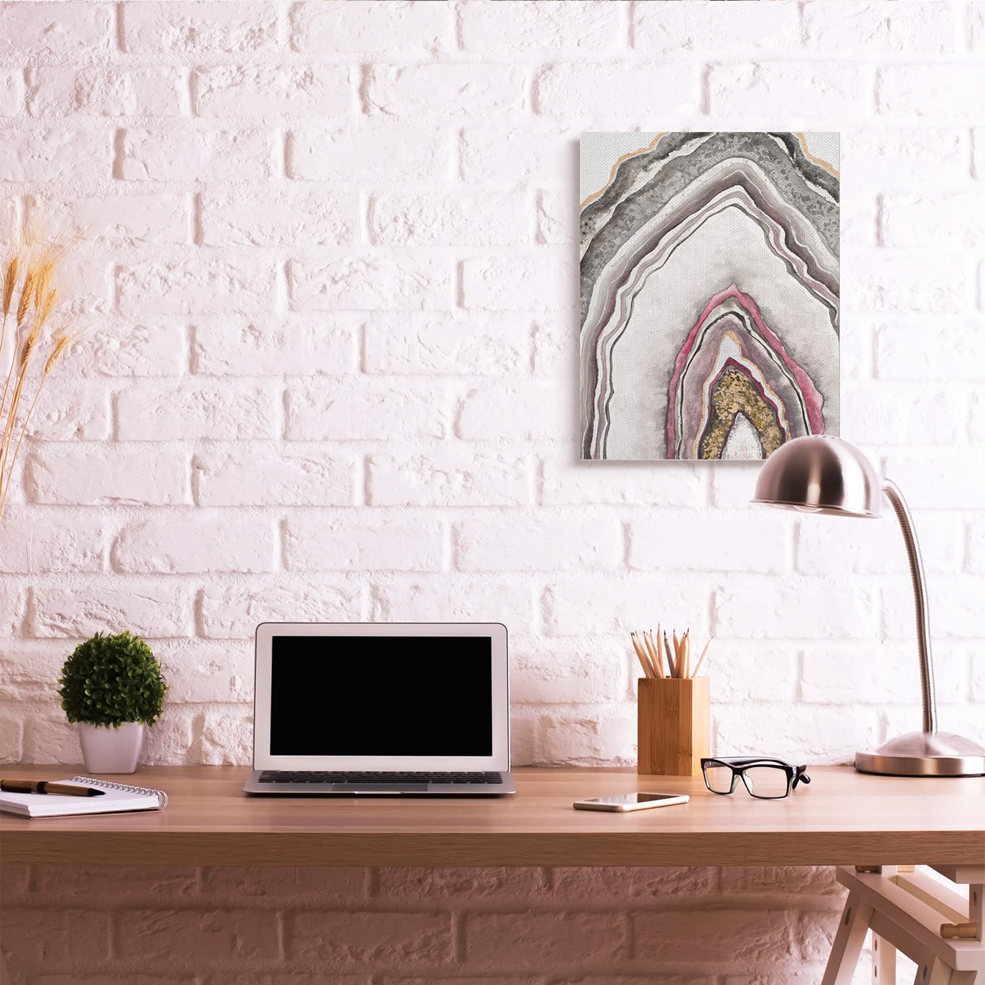 Stupell Industries Pink Neutral Geode Rock Canvas Wall Art
