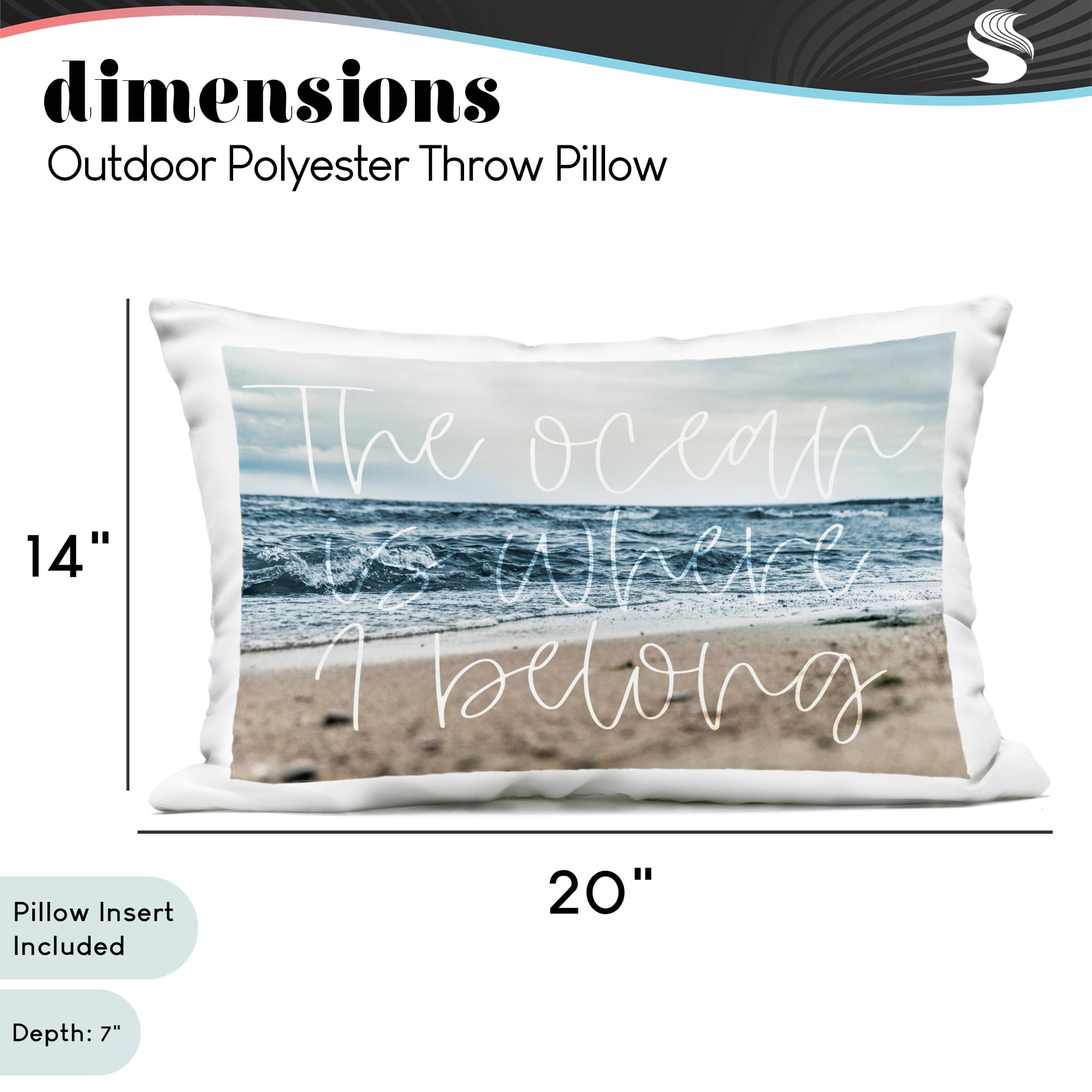 Stupell Industries 14" x 20" Ocean Where I Belong Outdoor Printed Throw Pillow