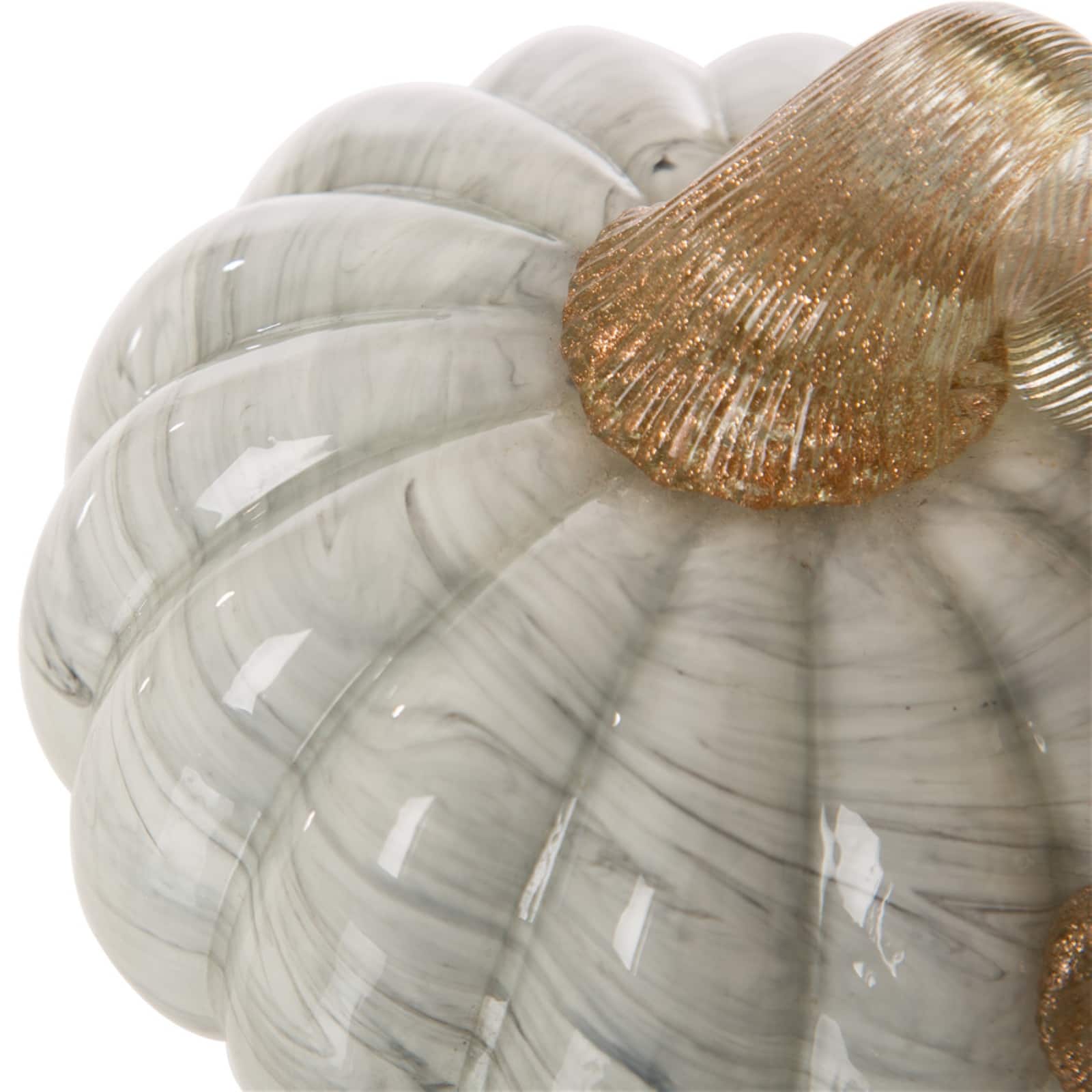 Glitzhome® Small Marble Glass Pumpkin, Gray