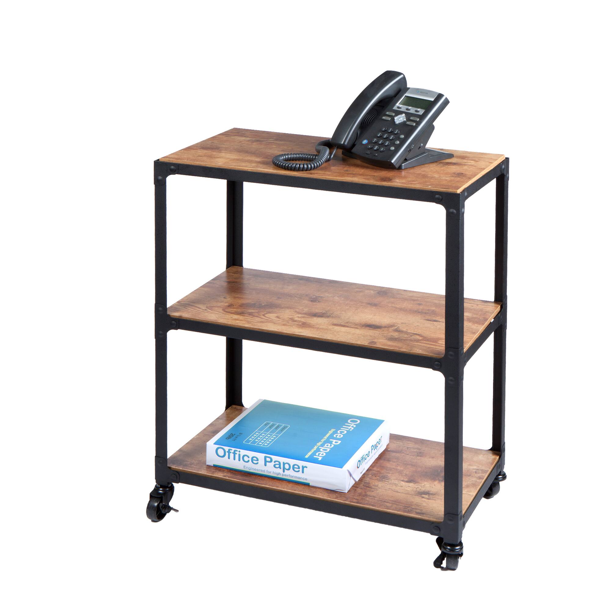 Mind Reader 30" Brown & Black 3-Tier Rolling Bar Cart