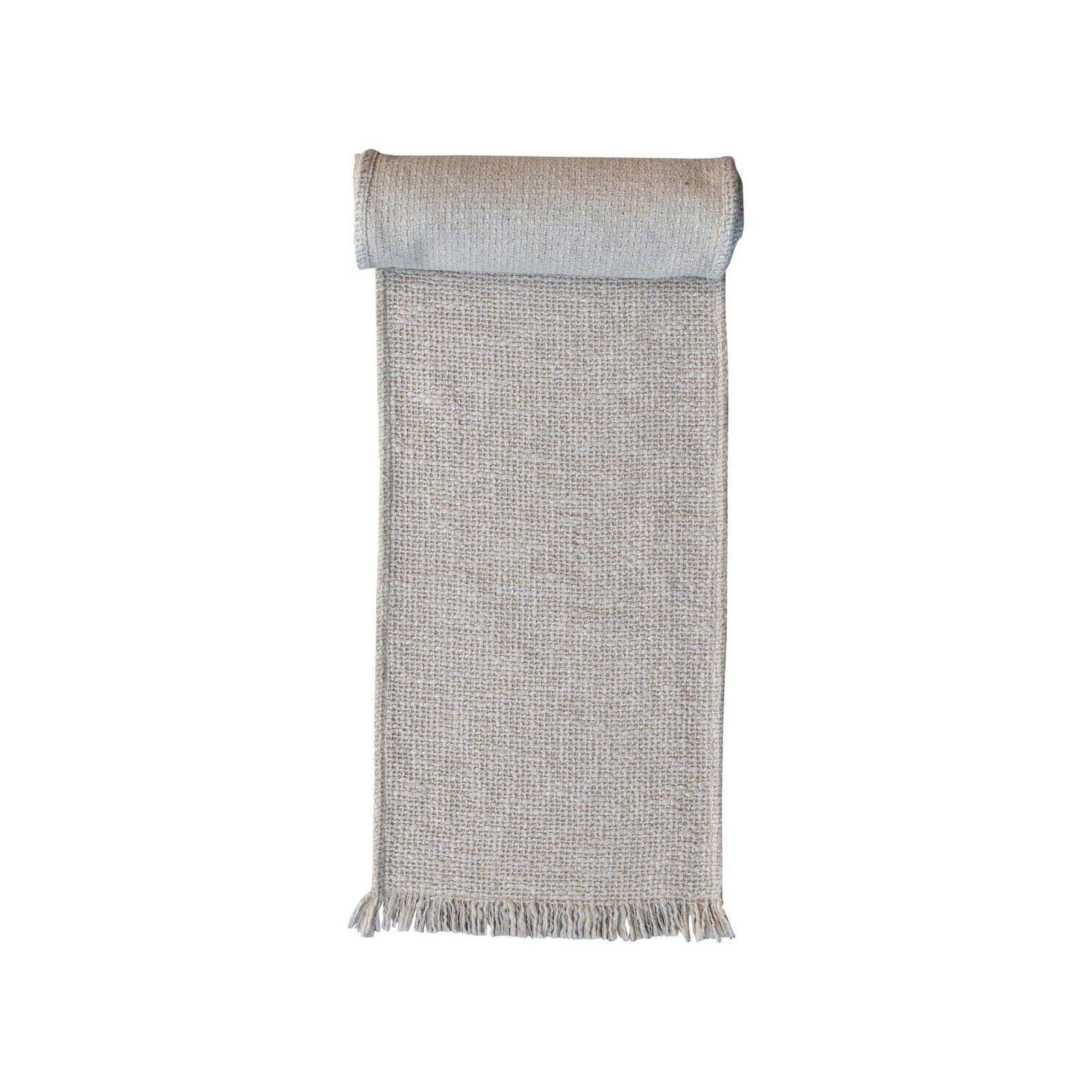 Hello Honey® 108" Natural Woven Cotton Table Runner with Metallic Gold Thread & Fringe
