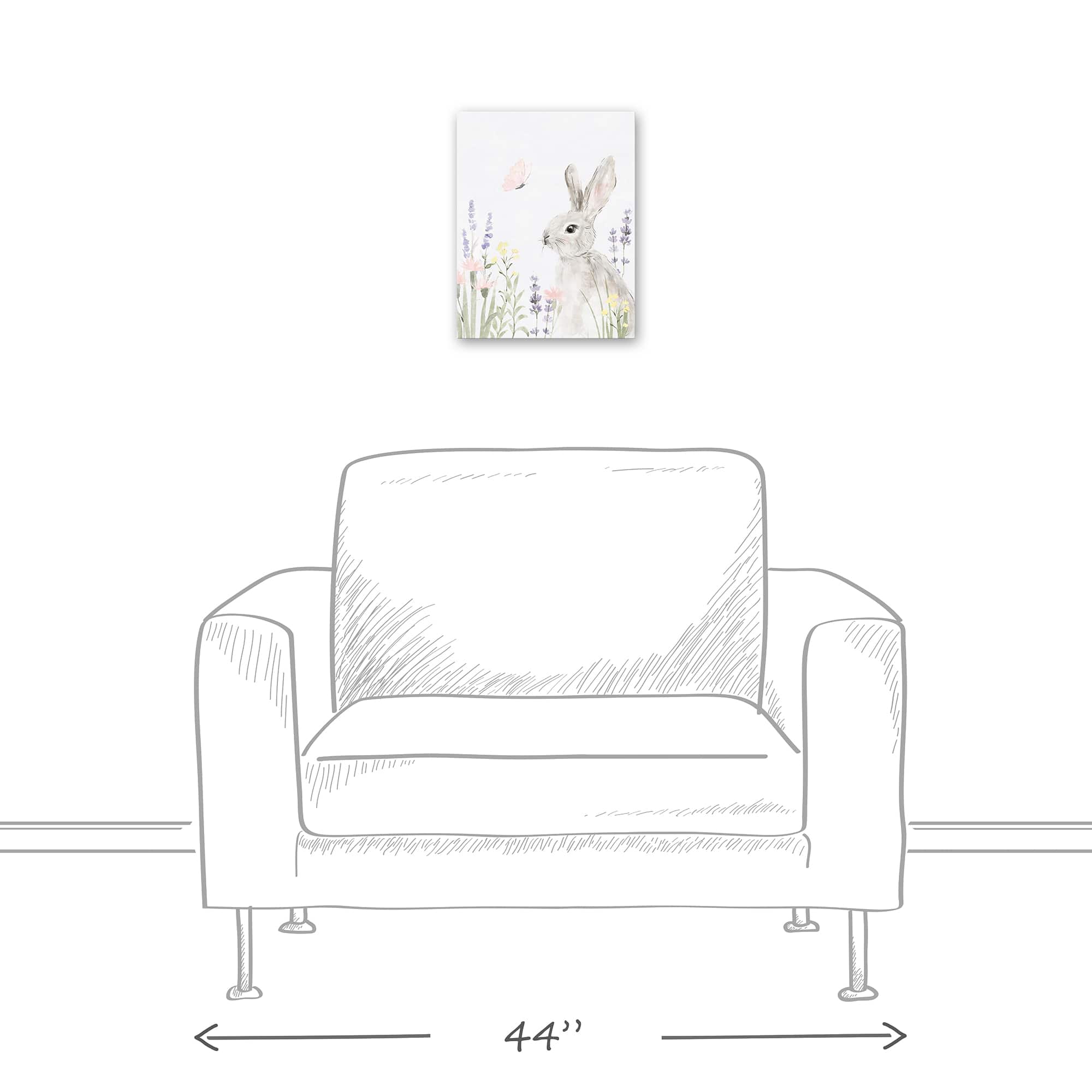 11" x 14" Floral Pasture Bunny Canvas Wall Art