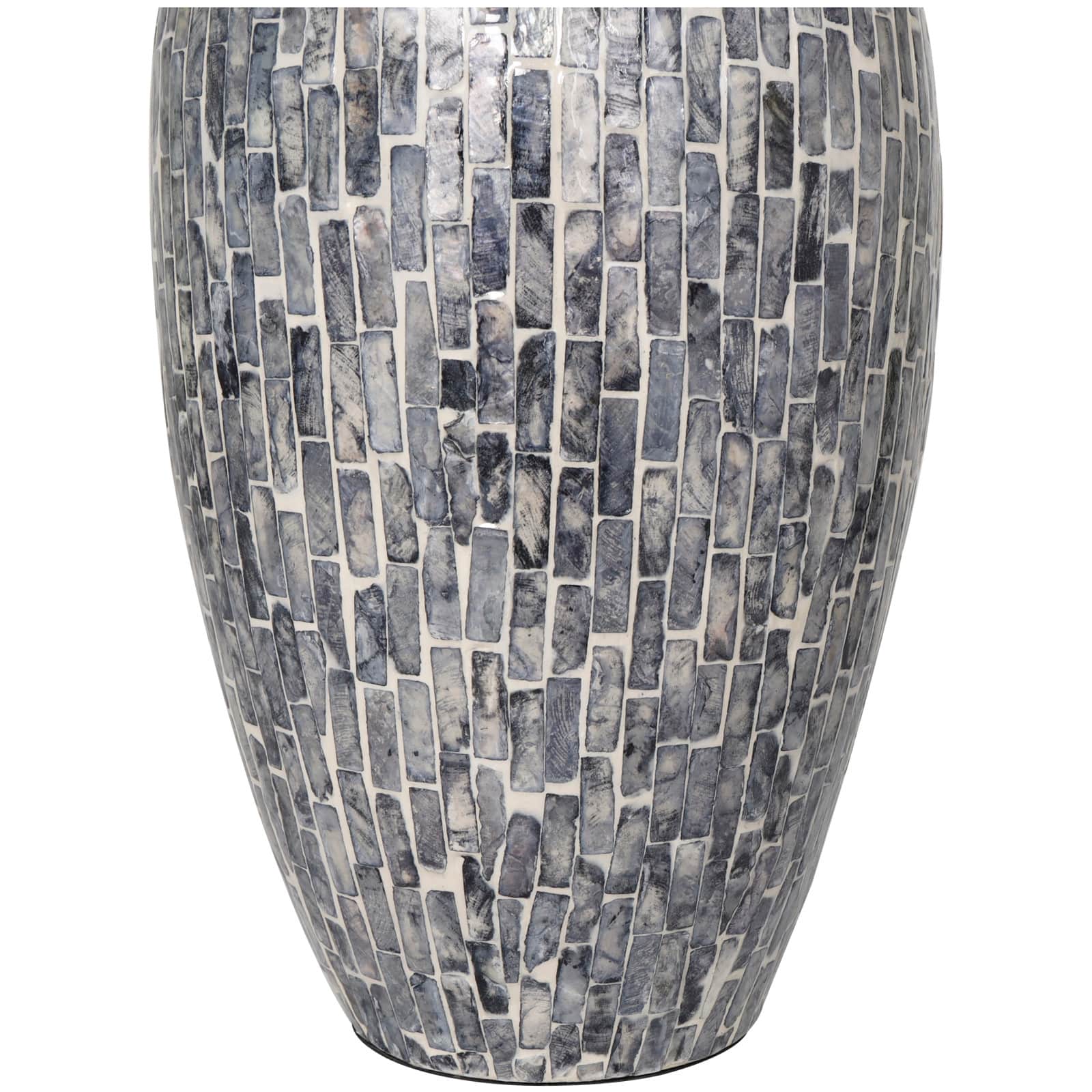 15" Gray Mother of Pearl Handmade Mosaic Inspired Vase