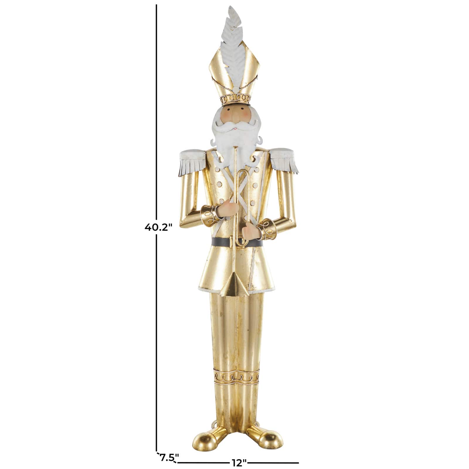 40" Gold Nutcracker Standing Metal Sculpturee