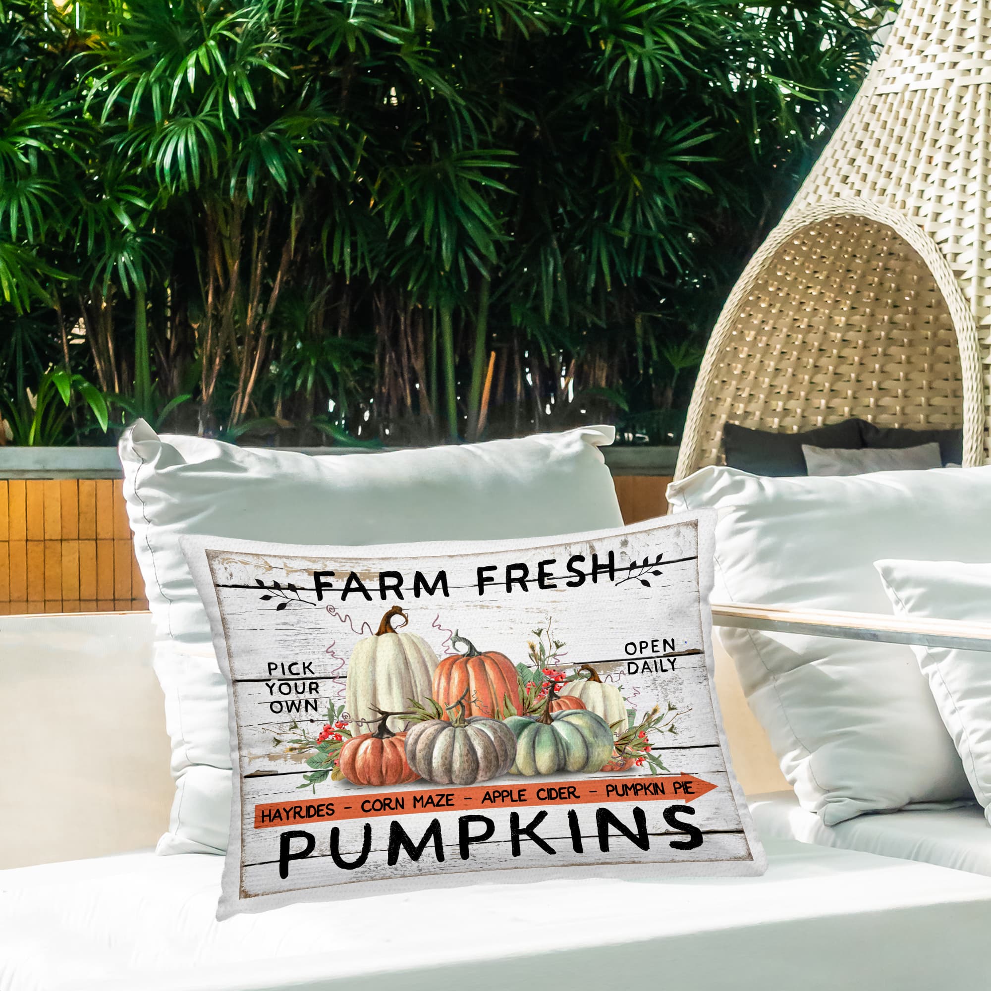Stupell Industries Fresh Pumpkin Mound Outdoor Printed Pillow