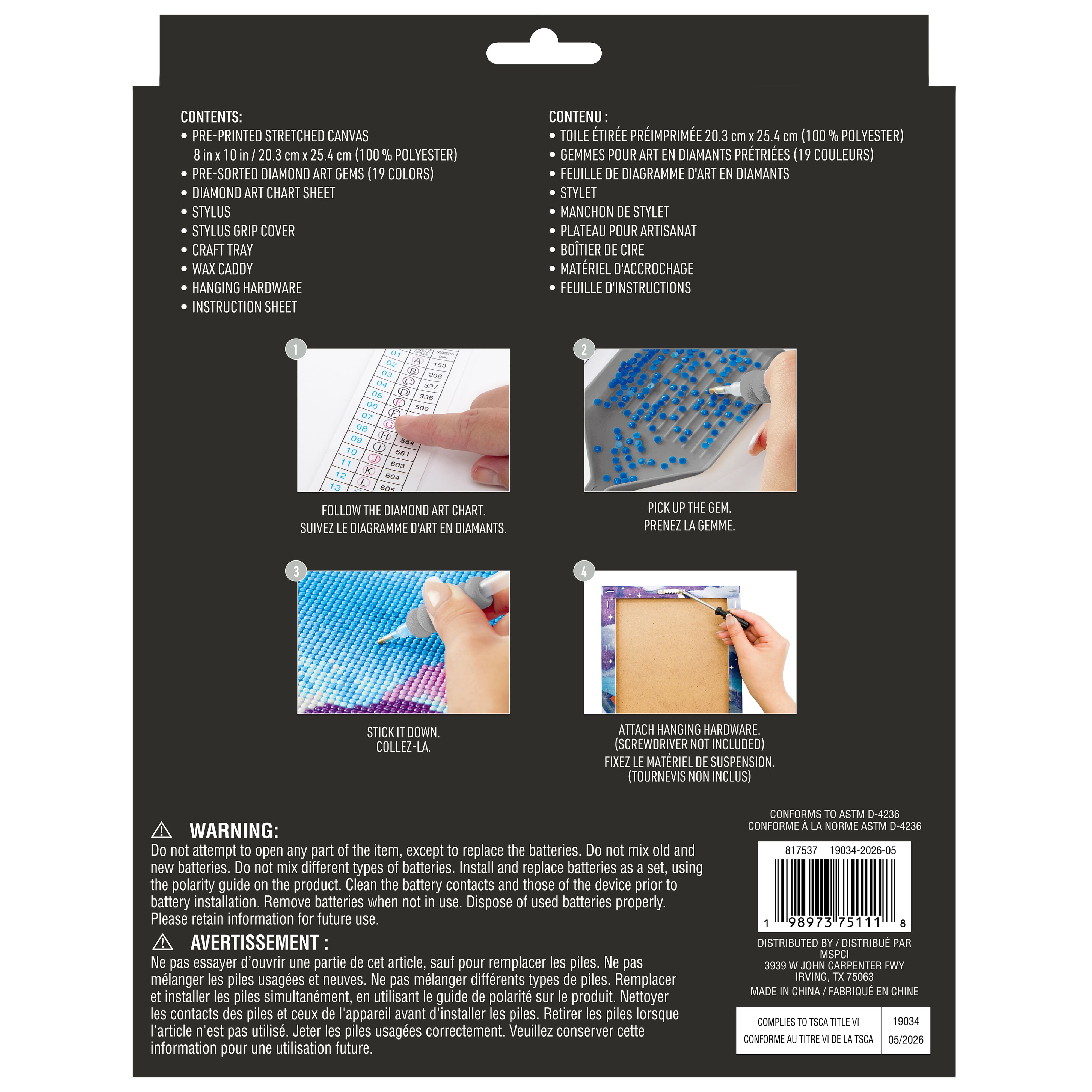 8" x 10" Blue Butterflies LED Stretched Canvas Diamond Art Kit by Make Market®