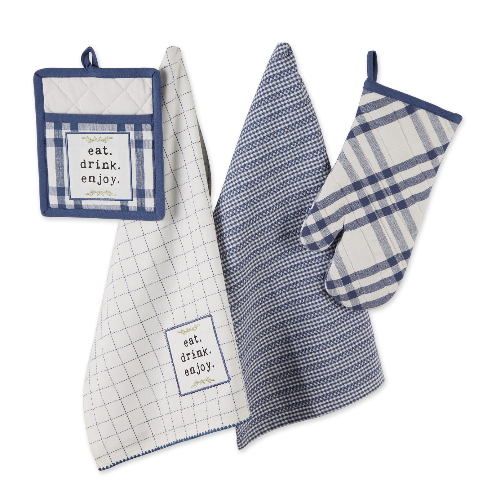 DII® Eat, Drink & Enjoy Kitchen Towels, Potholder & Mitt Set