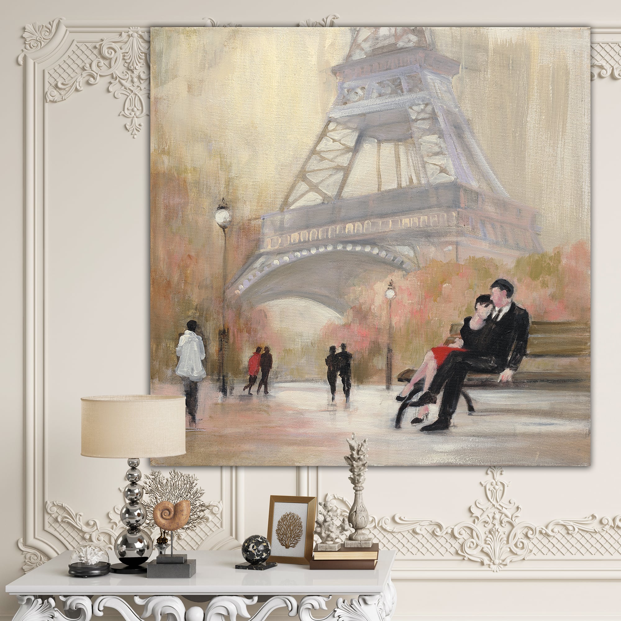 Designart - Love in Paris VI - Romantic French Country Premium Canvas Wall Art