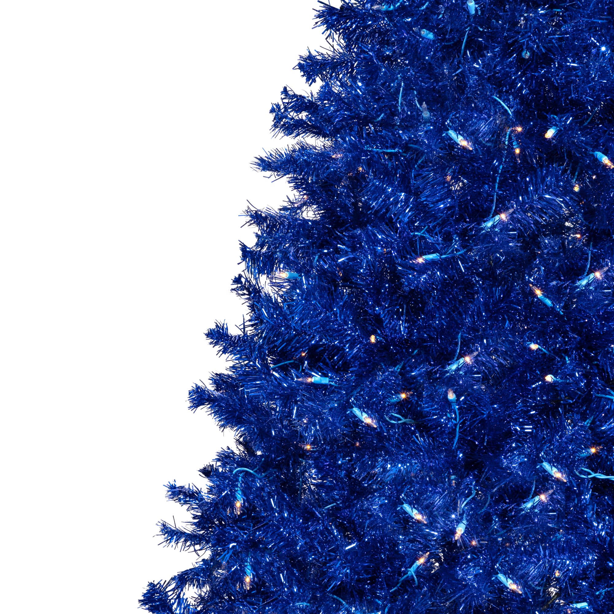7ft. Pre-Lit Blue Artificial Tinsel Christmas Tree, Clear Lights
