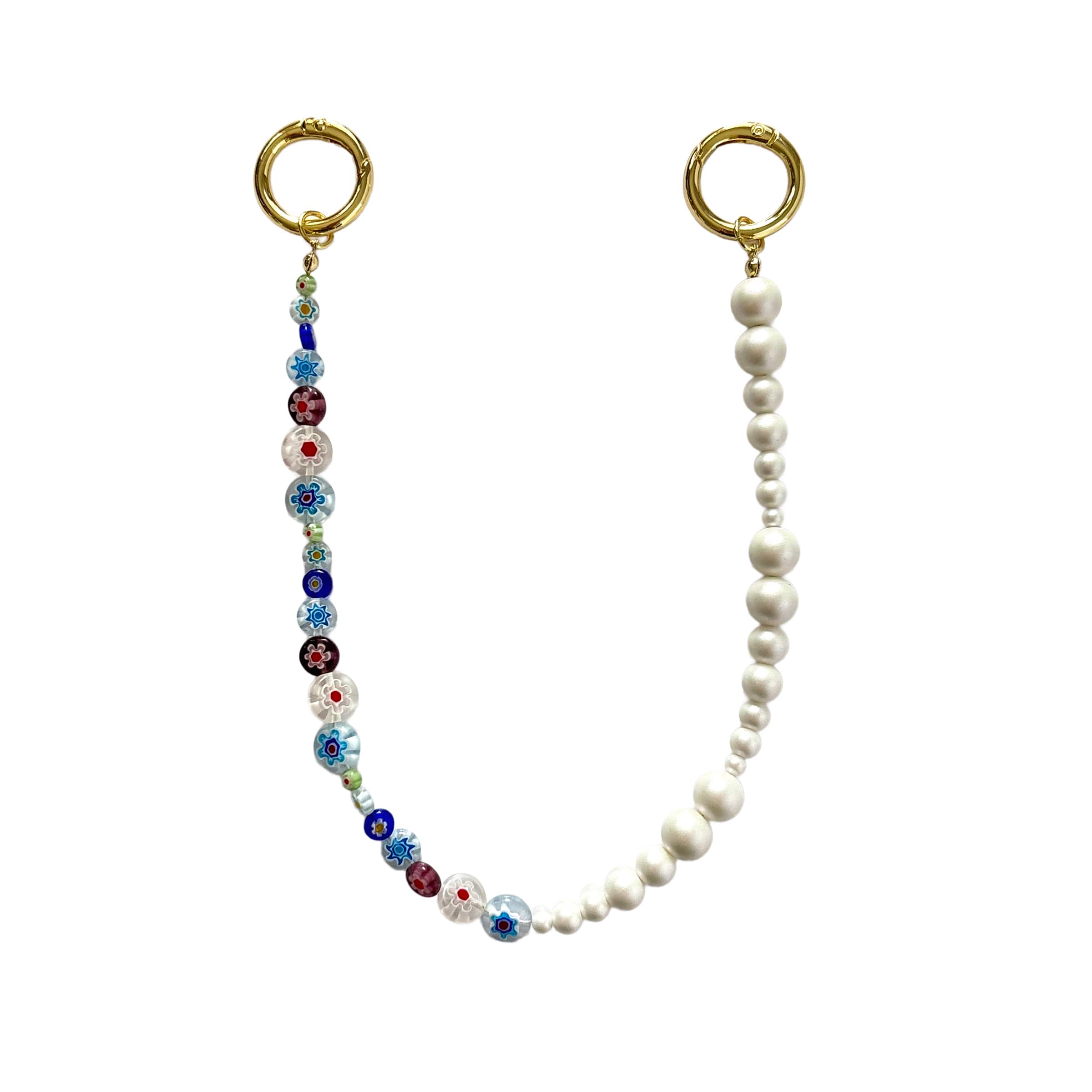 Charmed Bar Glass Flower Bead & White Faux Pearl Bag Chain by Bead Landing™