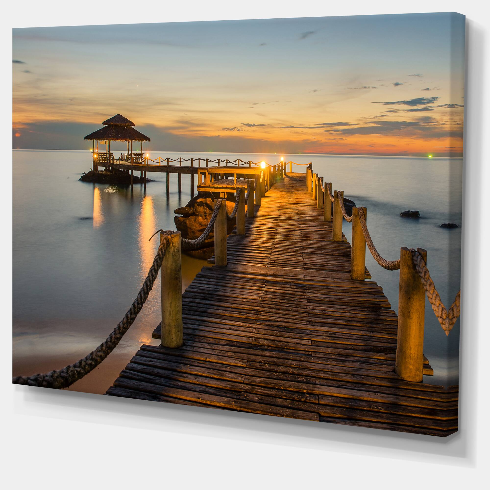 Designart - Brown Wooden Pier in Evening