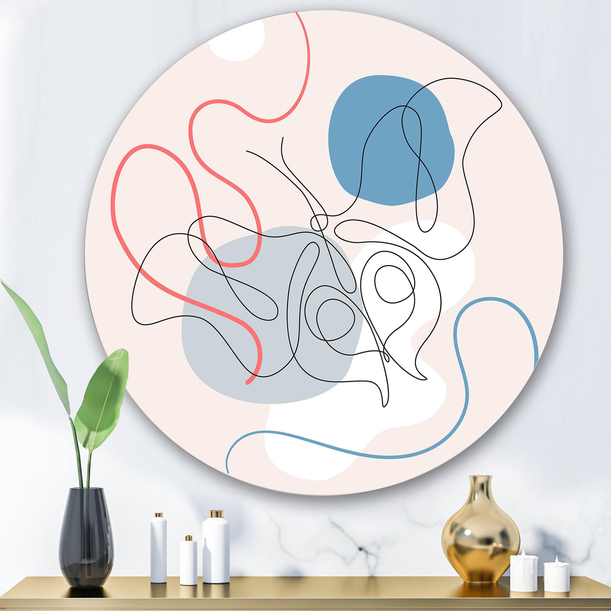 Designart - Butterfly One Line Drawing On Cubism Shapes II