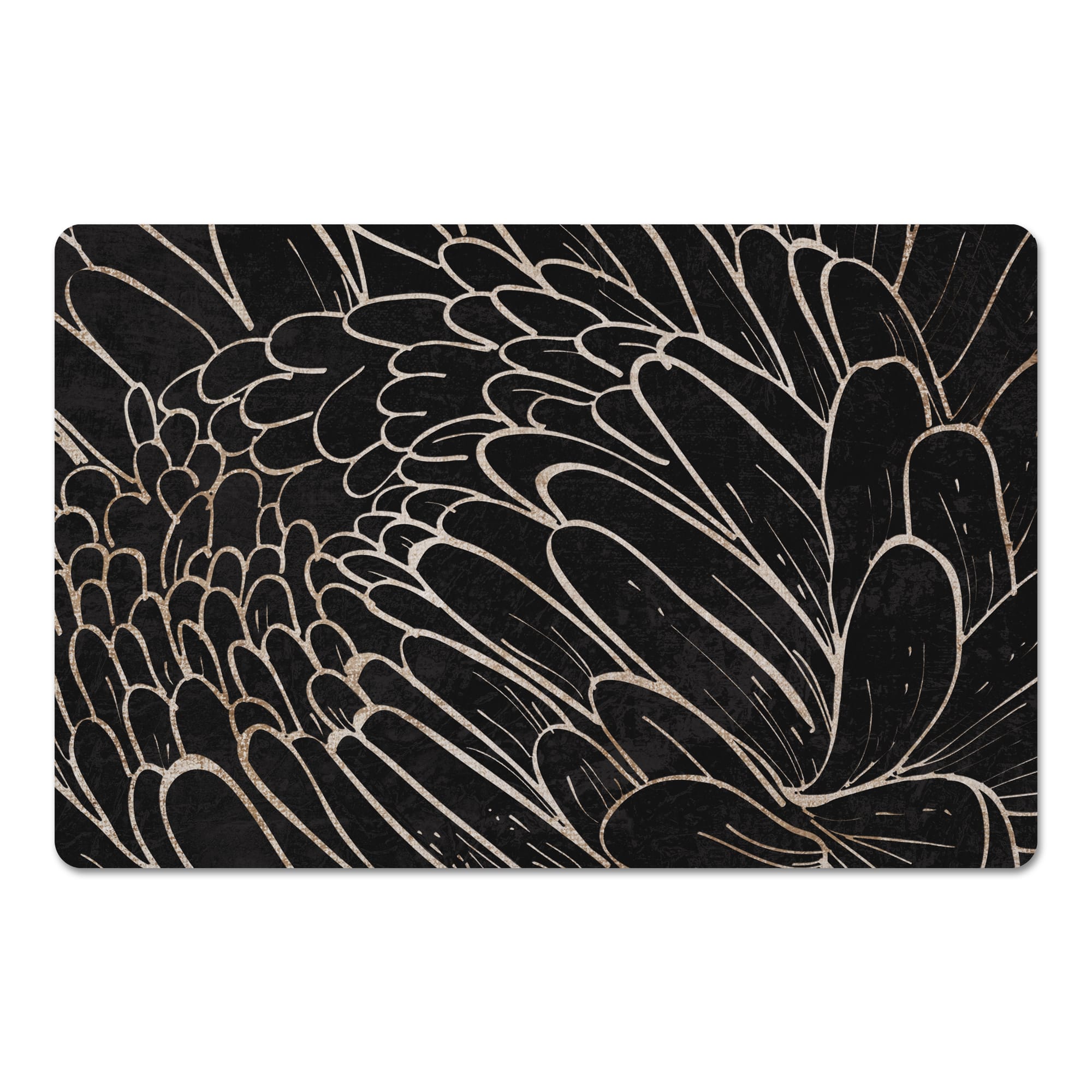18" x 27" Black & White Floral Etching Floor Mat