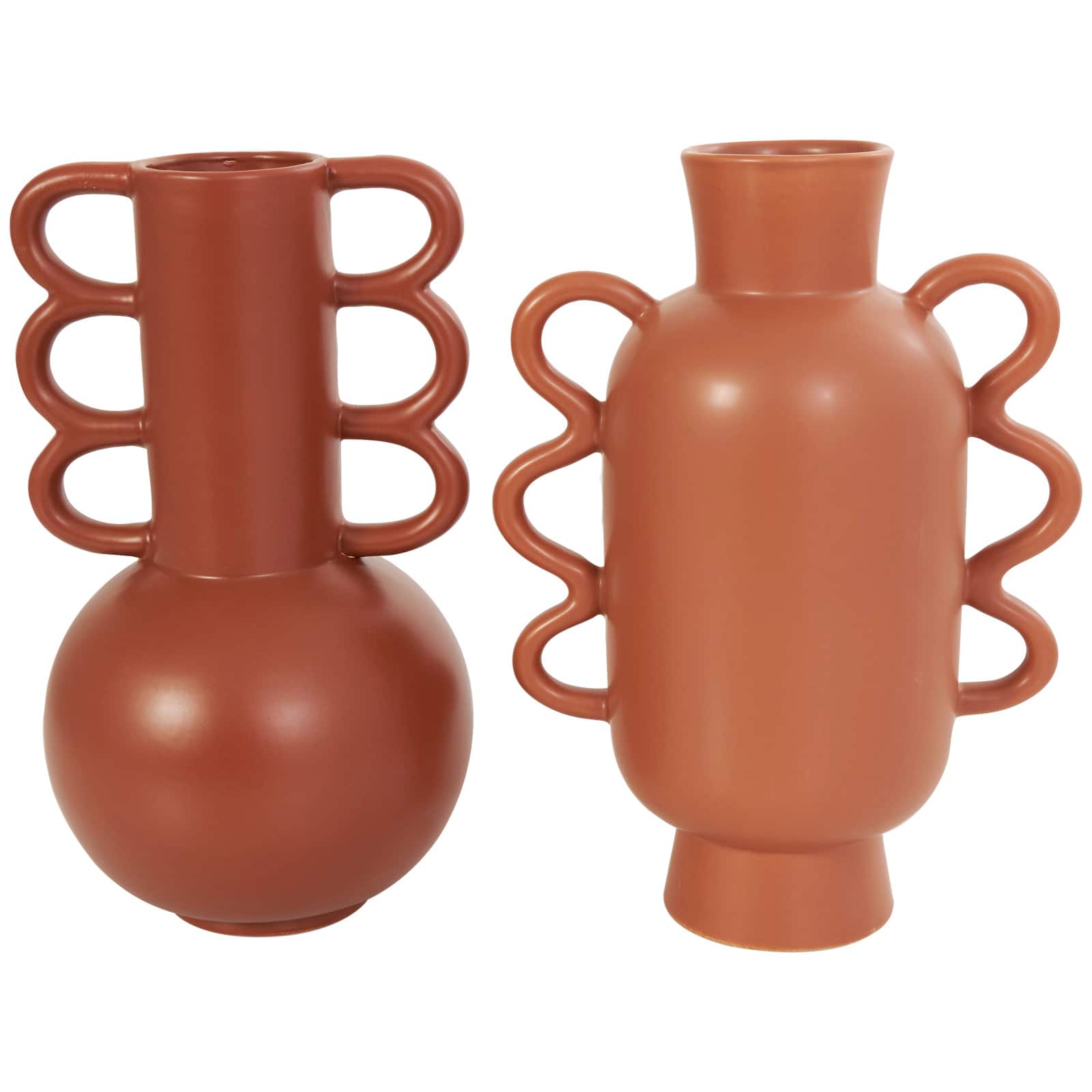 CosmoLiving by Cosmopolitan Geometric Wavy Handles Ceramic Vase Set